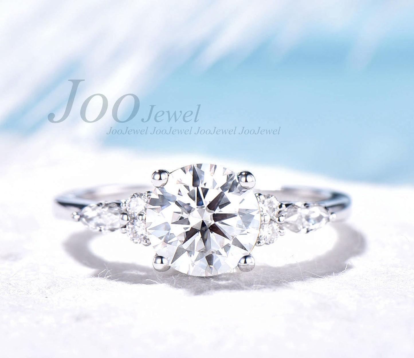 7MM Round Cut Moissanite Engagement Ring Sterling Silver/Rose Gold Simple Moissanite Promise Ring Round Diamond Wedding Ring Gift for Her