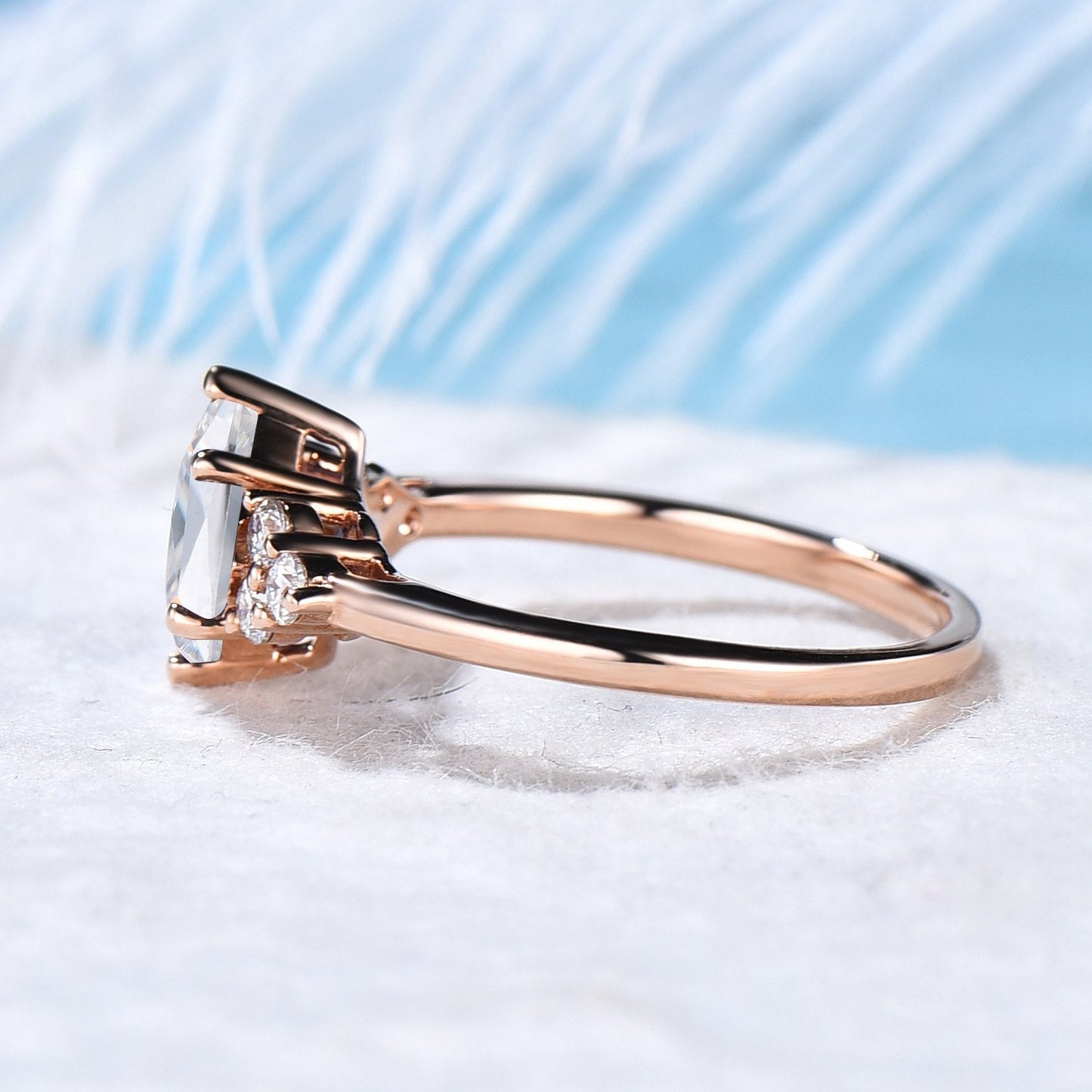 2ct Princess Cut Moissanite Engagement Rings Rose Gold Moissanite Diamond Cluster Wedding Ring Bridal Anniversary Promise Ring Gift for Her