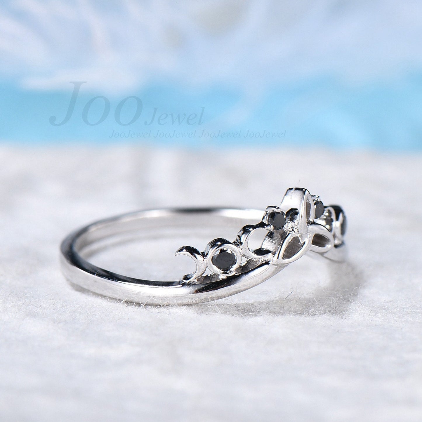 Real Black Diamond Wedding Band Nesting Band Celtic Trinity Knot Band Chevron Norse Viking Jewelry Silver Gold Unique Matching Stacking Band