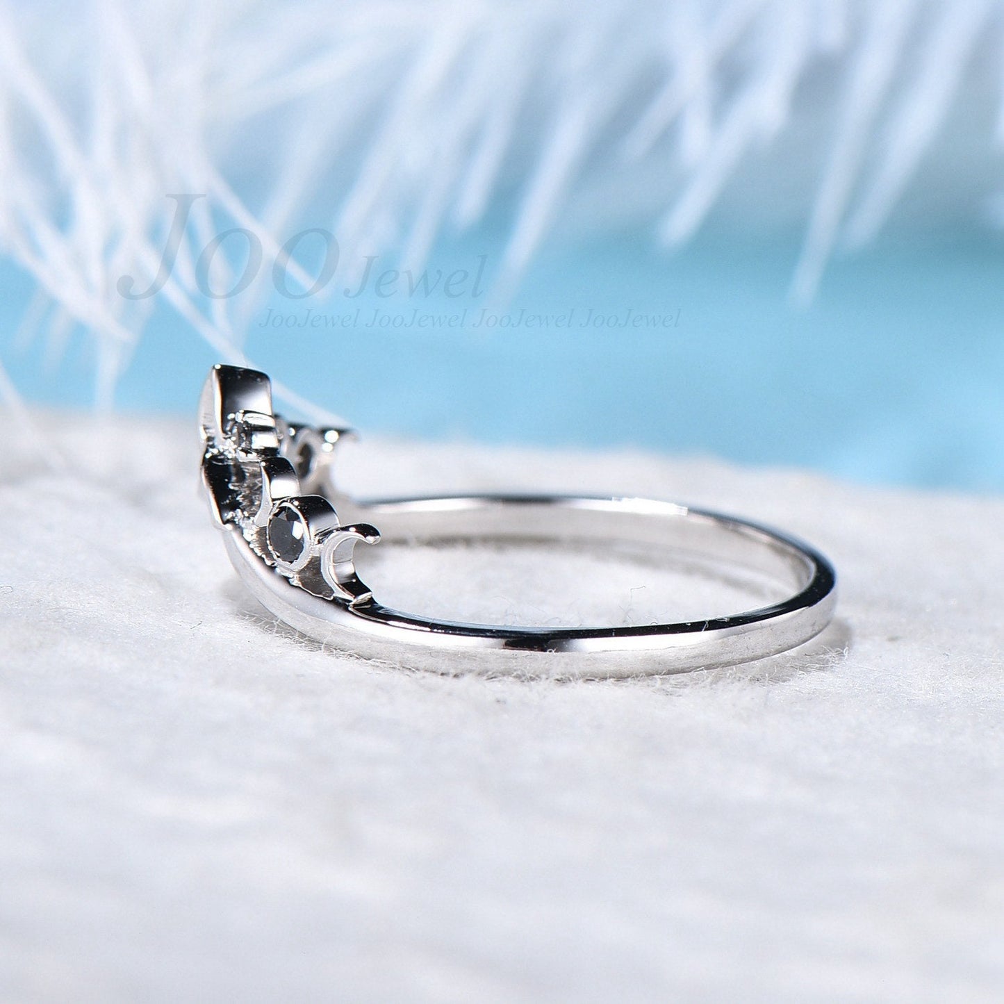 Real Black Diamond Wedding Band Nesting Band Celtic Trinity Knot Band Chevron Norse Viking Jewelry Silver Gold Unique Matching Stacking Band