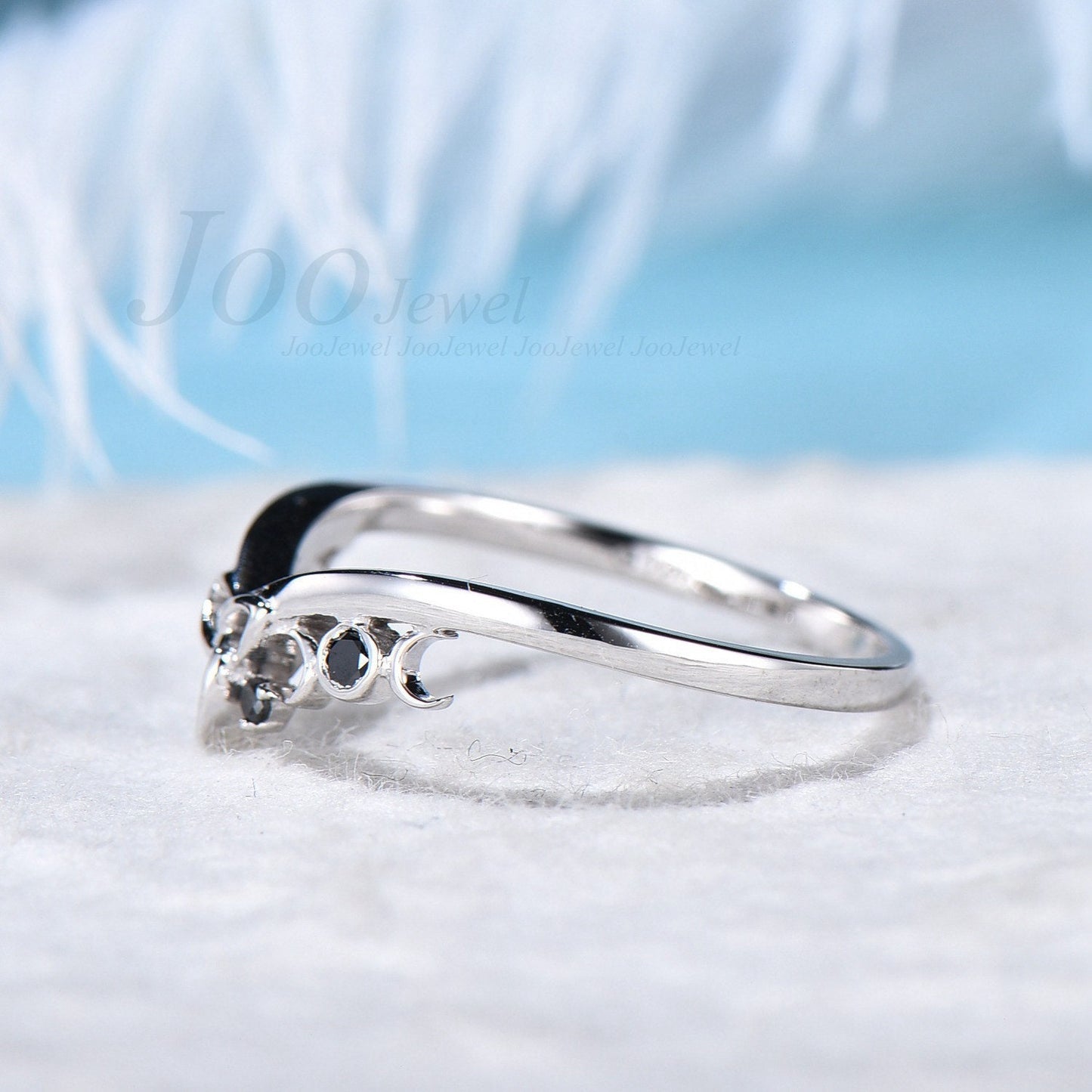 Real Black Diamond Wedding Band Nesting Band Celtic Trinity Knot Band Chevron Norse Viking Jewelry Silver Gold Unique Matching Stacking Band