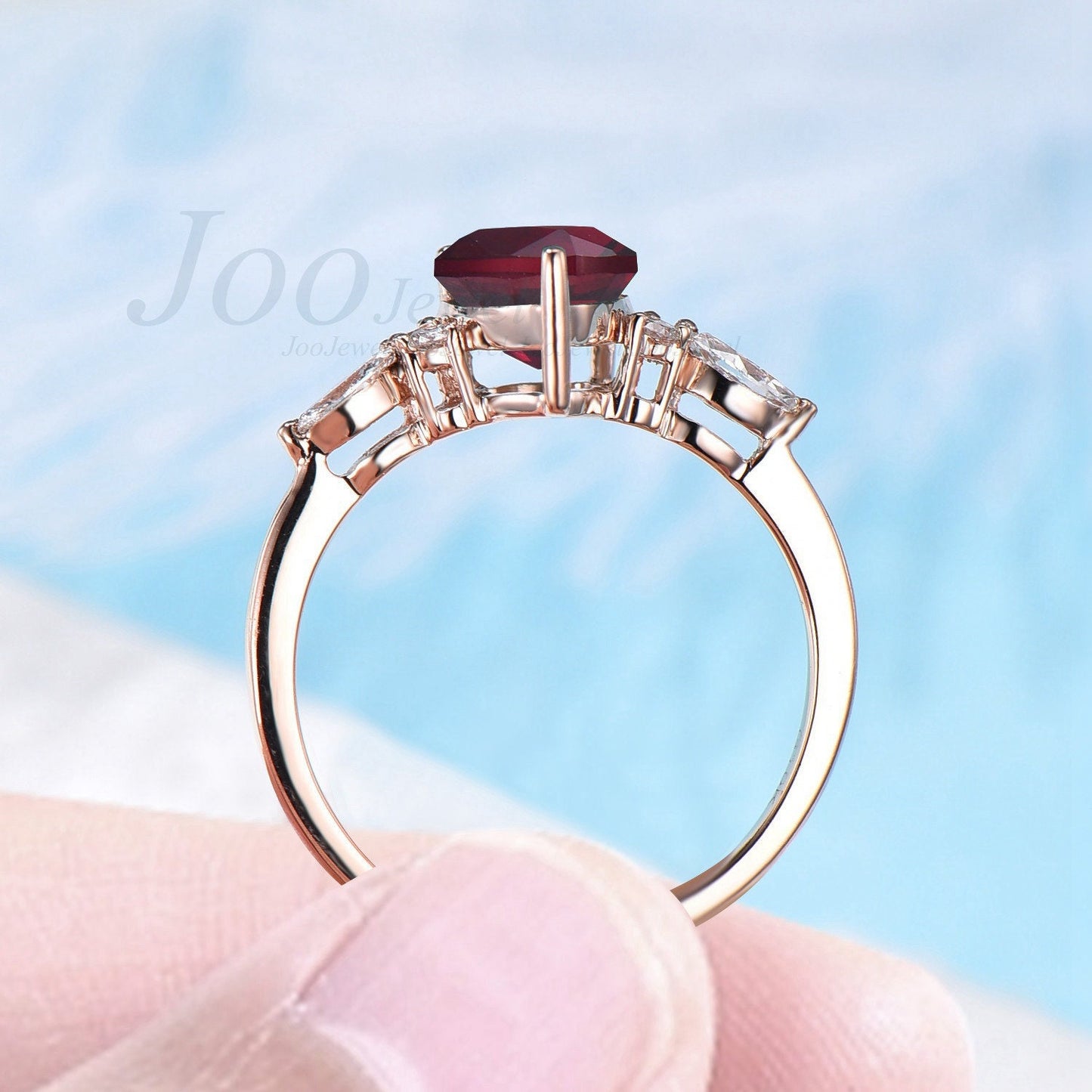 Vintage Pear Shaped Ruby Engagement Ring Sterling Silver 1.25ct Ruby Bridal Wedding ring Anniversary Gift For Her July Birthstone Jewelry