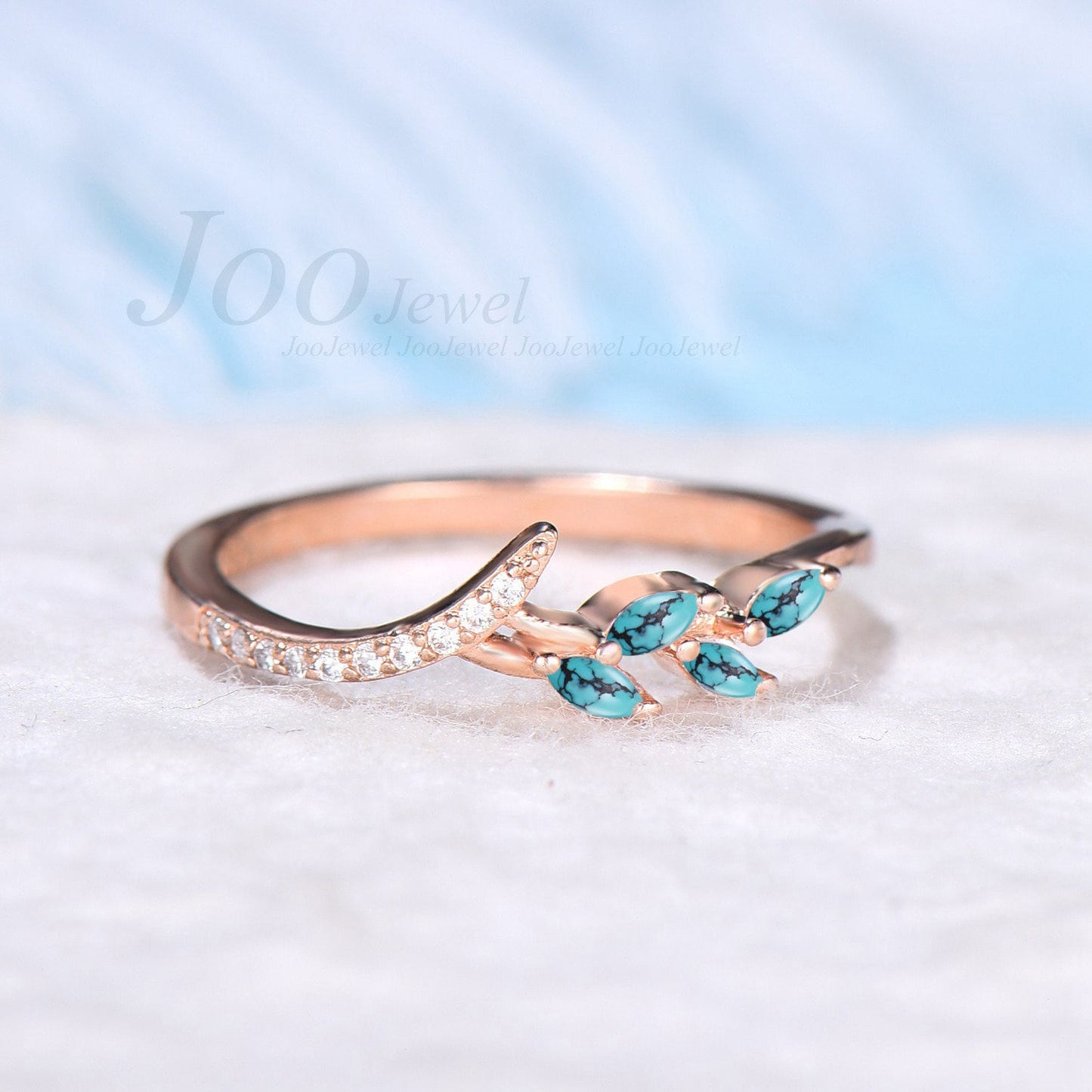 Minimalist Natural Turquoise Ring Sterling Silver Green Turquoise Leaf Wedding Band Dainty Moisssanite Wedding Ring Nature Inspired Jewelry