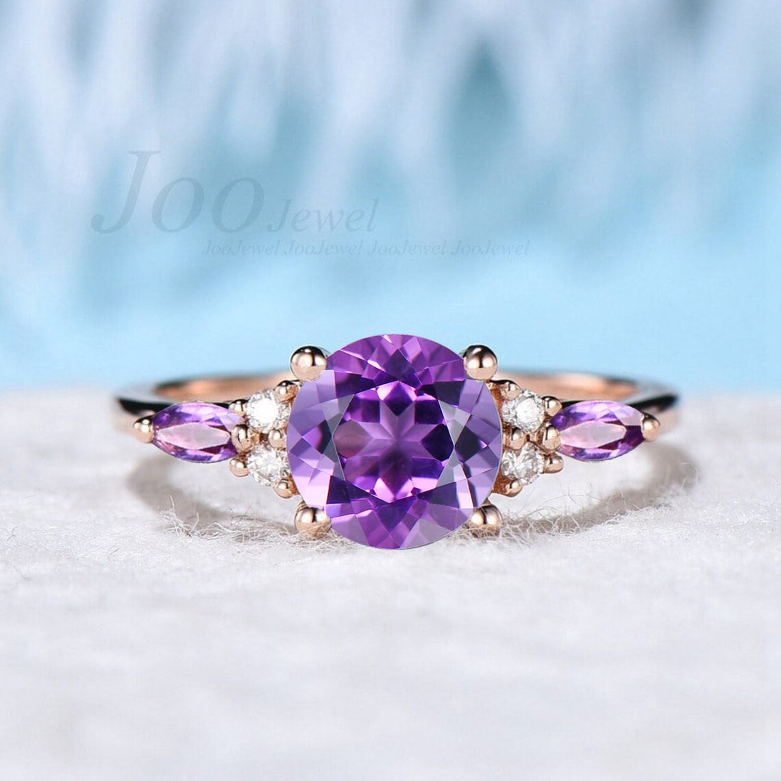 Hexagon Cut Natural Purple Amethyst Ring Unique Amethyst Engagement Ring Sterling Silver Crystal Bridal Wedding Ring Anniversary Gifts Women