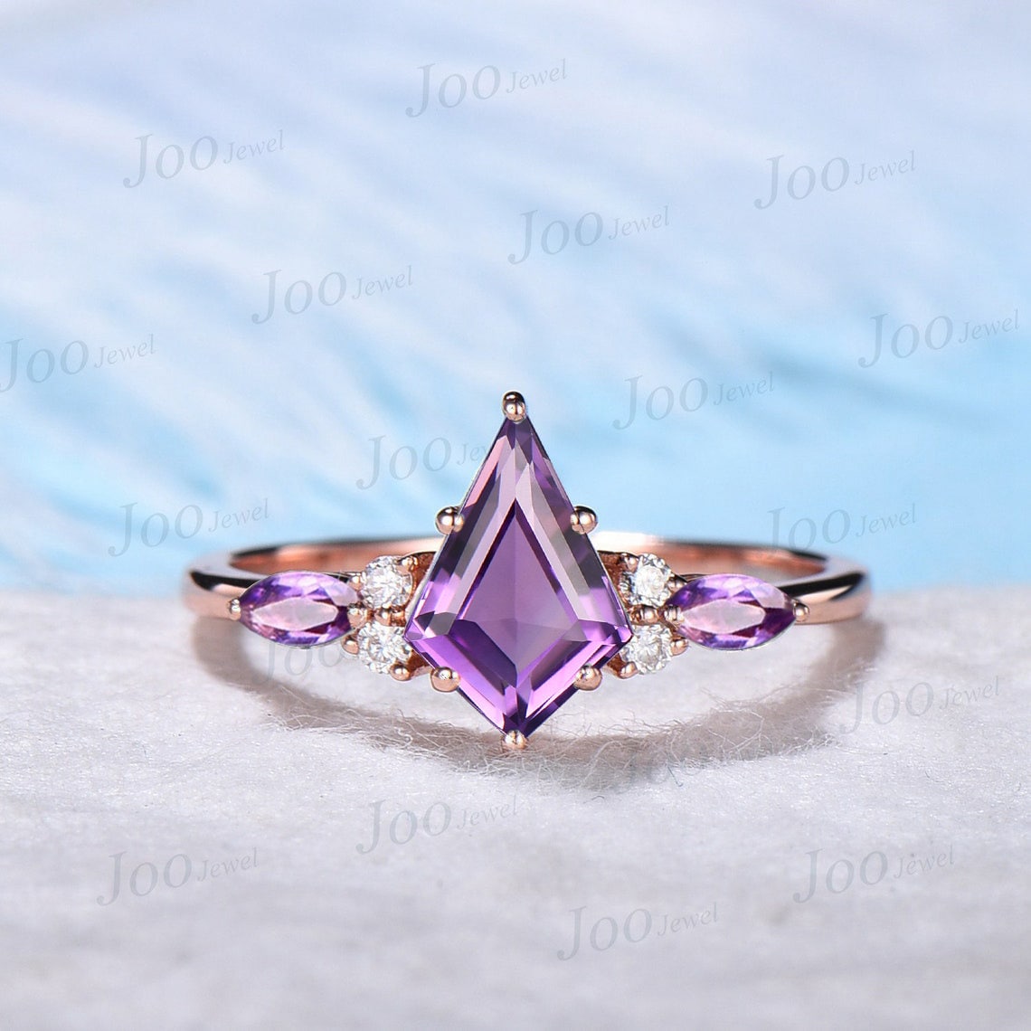 Hexagon Cut Natural Purple Amethyst Ring Unique Amethyst Engagement Ring Sterling Silver Crystal Bridal Wedding Ring Anniversary Gifts Women