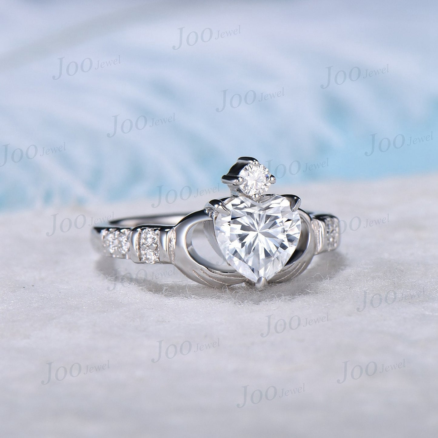 Celtic Claddagh Moissanite Engagement Ring Irish Promise Ring Women Anniversary Gift Heart Moissanite Wedding Ring Unqiue Anniversary Gift