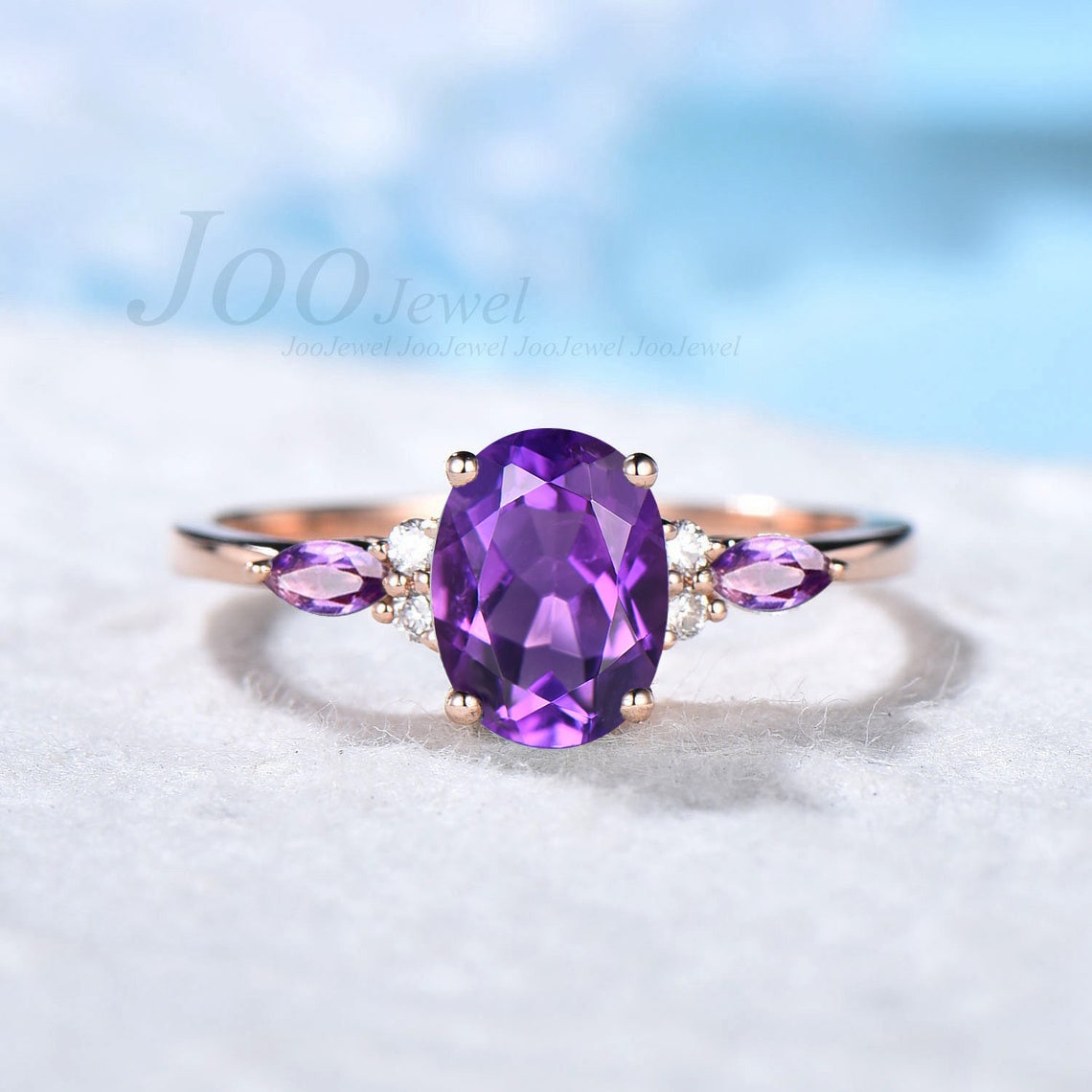 Hexagon Cut Natural Purple Amethyst Ring Unique Amethyst Engagement Ring Sterling Silver Crystal Bridal Wedding Ring Anniversary Gifts Women