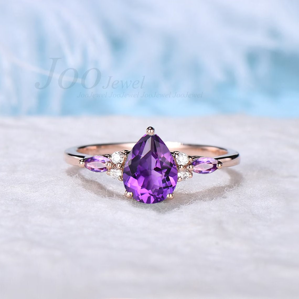 Hexagon Cut Natural Purple Amethyst Ring Unique Amethyst Engagement Ring Sterling Silver Crystal Bridal Wedding Ring Anniversary Gifts Women