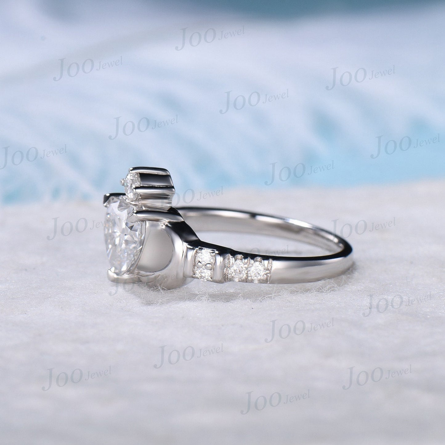 Celtic Claddagh Moissanite Engagement Ring Irish Promise Ring Women Anniversary Gift Heart Moissanite Wedding Ring Unqiue Anniversary Gift