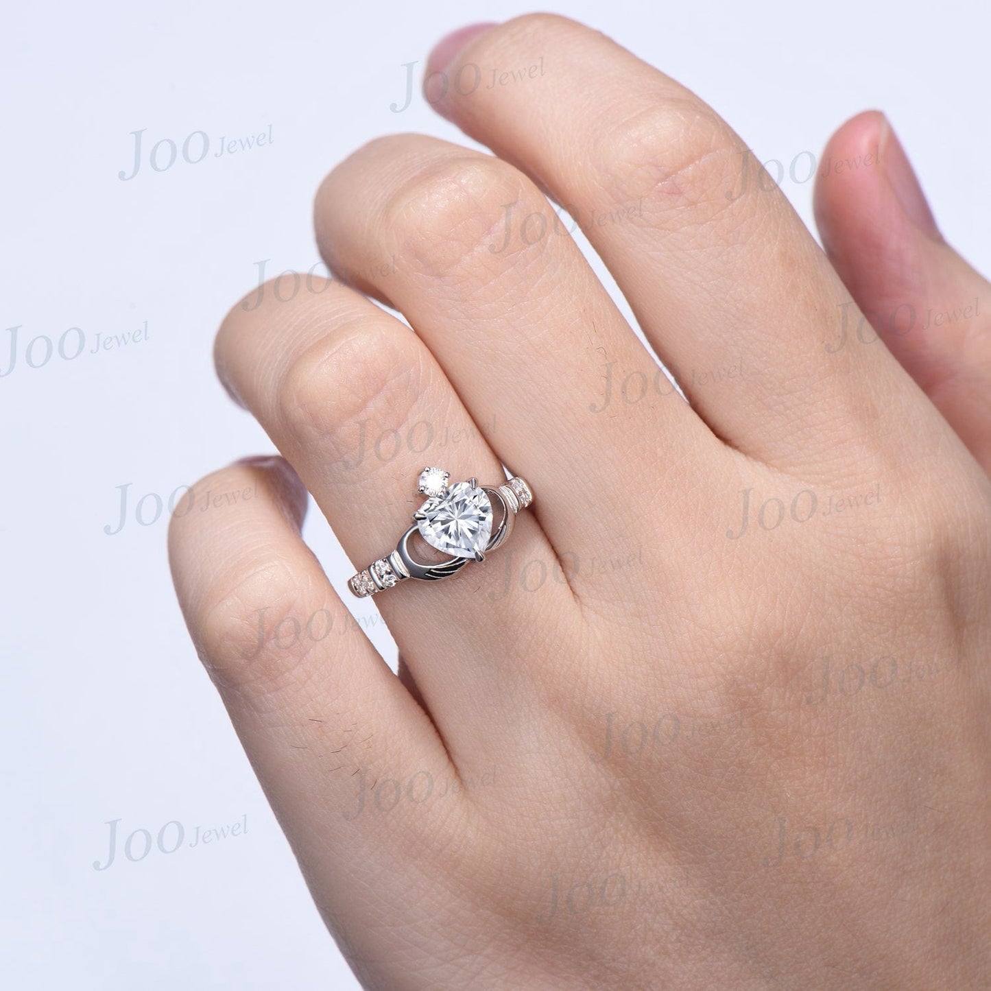 Celtic Claddagh Moissanite Engagement Ring Irish Promise Ring Women Anniversary Gift Heart Moissanite Wedding Ring Unqiue Anniversary Gift