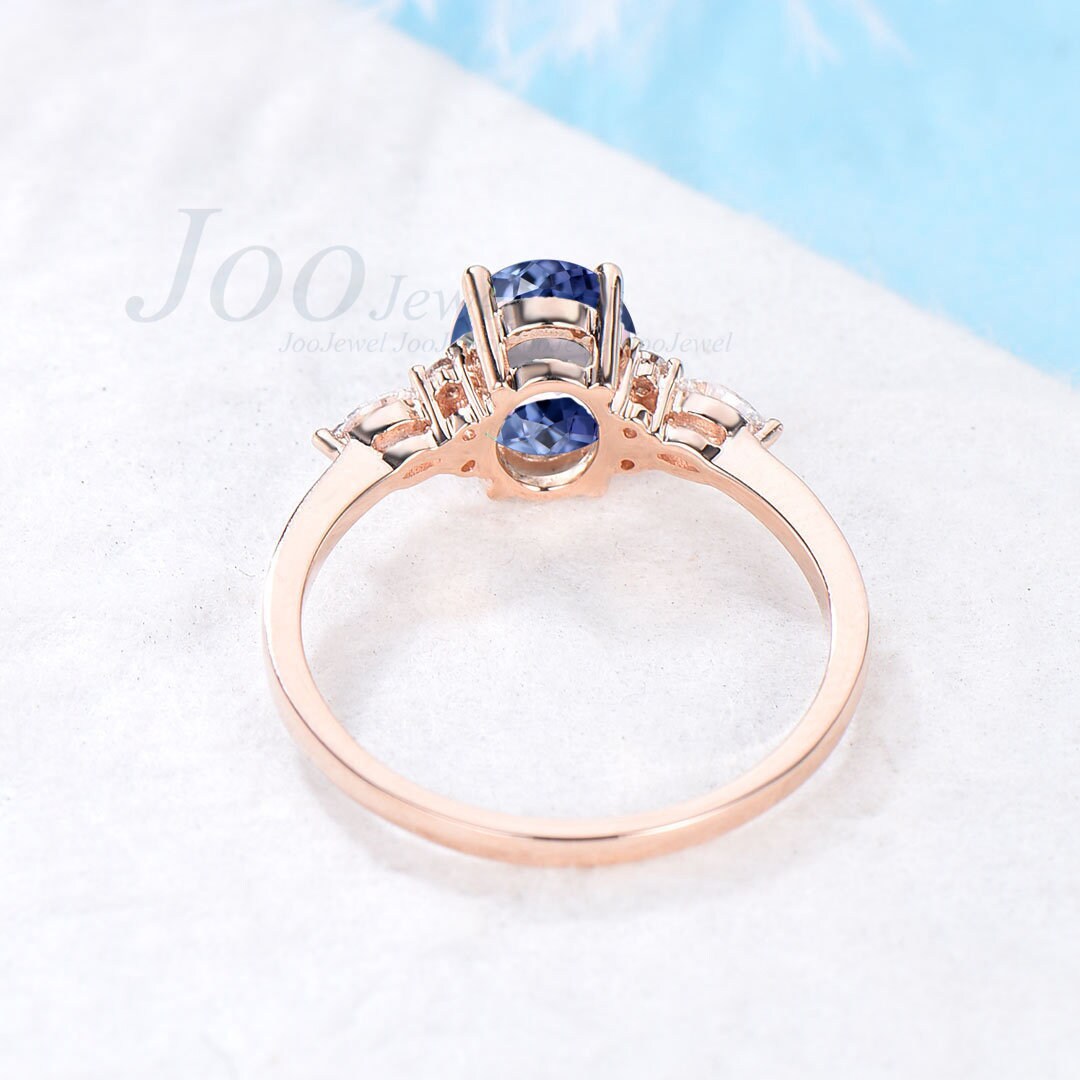 1.5ct Oval Cut Natural Tanzanite Engagement Ring 10K Rose Gold Genuine Natural Tanzanite December Birthstone Jewelry Promise/Wedding Ring