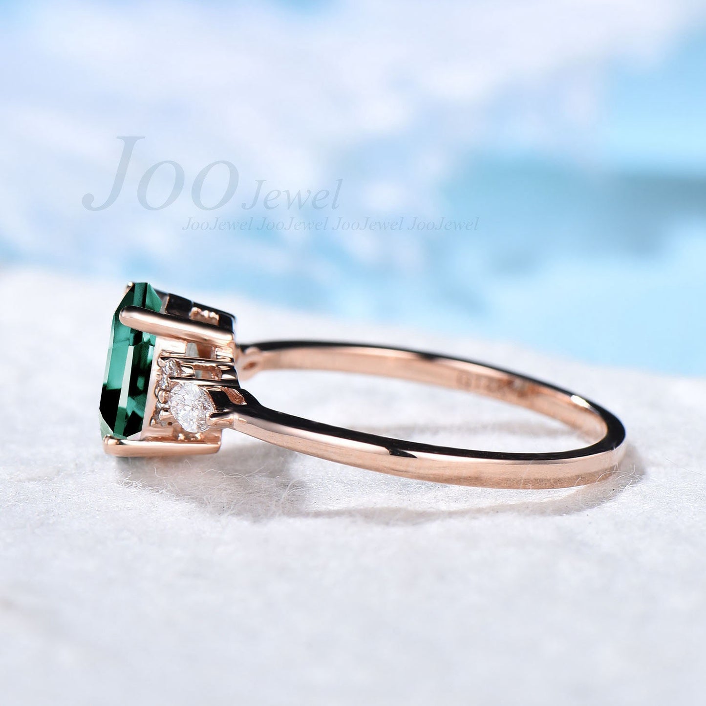 1.5ct Green Sapphire Engagement Ring Vintage Oval Cut Green Sapphire Ring Anniversary Ring Cluster Promise Rings Teal Sapphire Bridal Ring