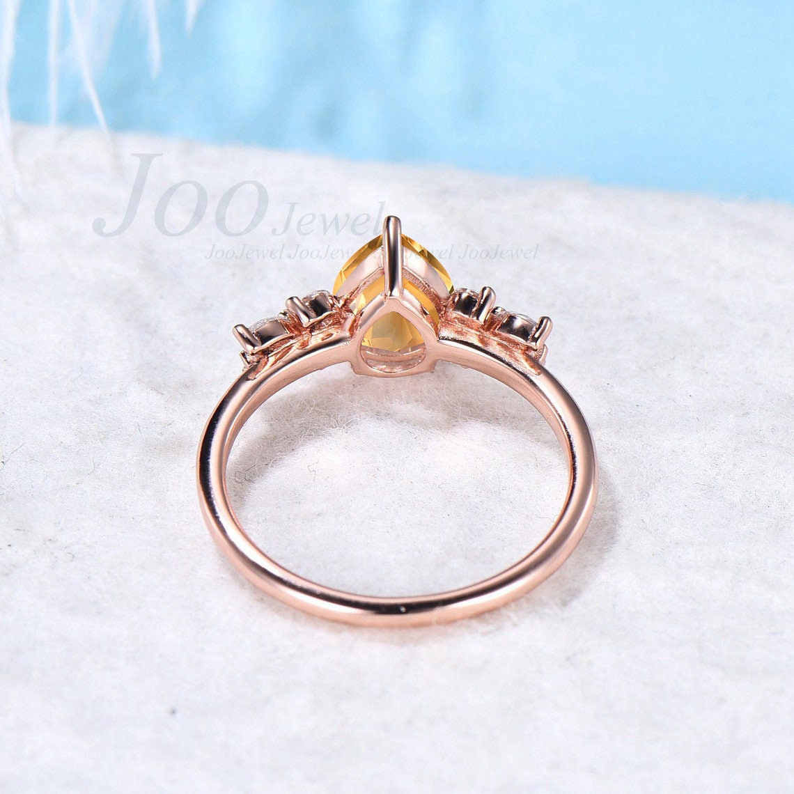 Natural Citrine Ring 1.25ct Pear Shaped Citrine Wedding Ring Sterling Silver Cluster Crystal Engagement Ring November Birthstone Jewelry