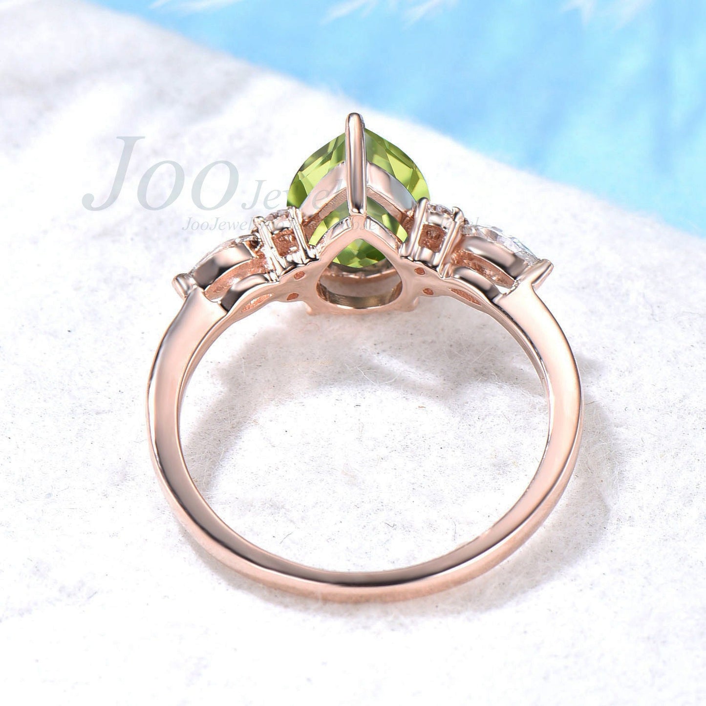 1.25ct Pear Natural Peridot Ring Sterling Silver Green Engagement Ring August Birthstone Wedding Ring Personalized Anniversary/Birthday Gift