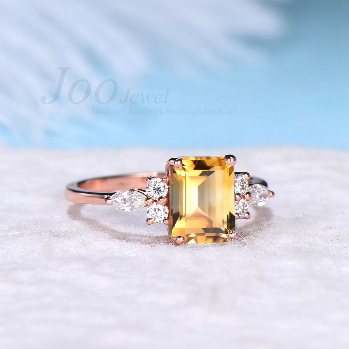 Emerald Cut Natural Citrine Ring Vintage 2ct Citrine Wedding Ring Sterling Silver Gold Citrine Engagement Ring November Birthstone Jewelry