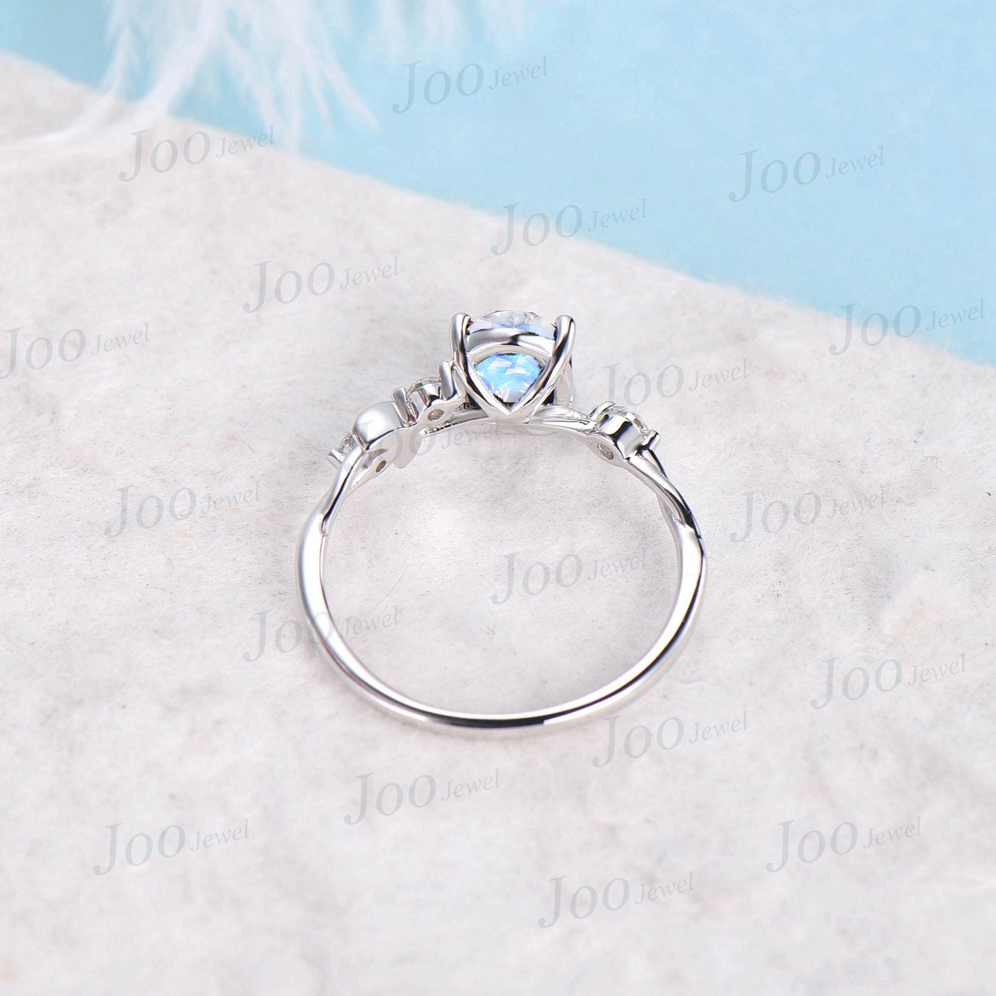 Crescent Moon Goddess Moonstone Ring,Moon of My Life,My Sun and Stars,Moonstone Engagement Ring,Celestial Opal Wedding Ring ,14K Rose Gold