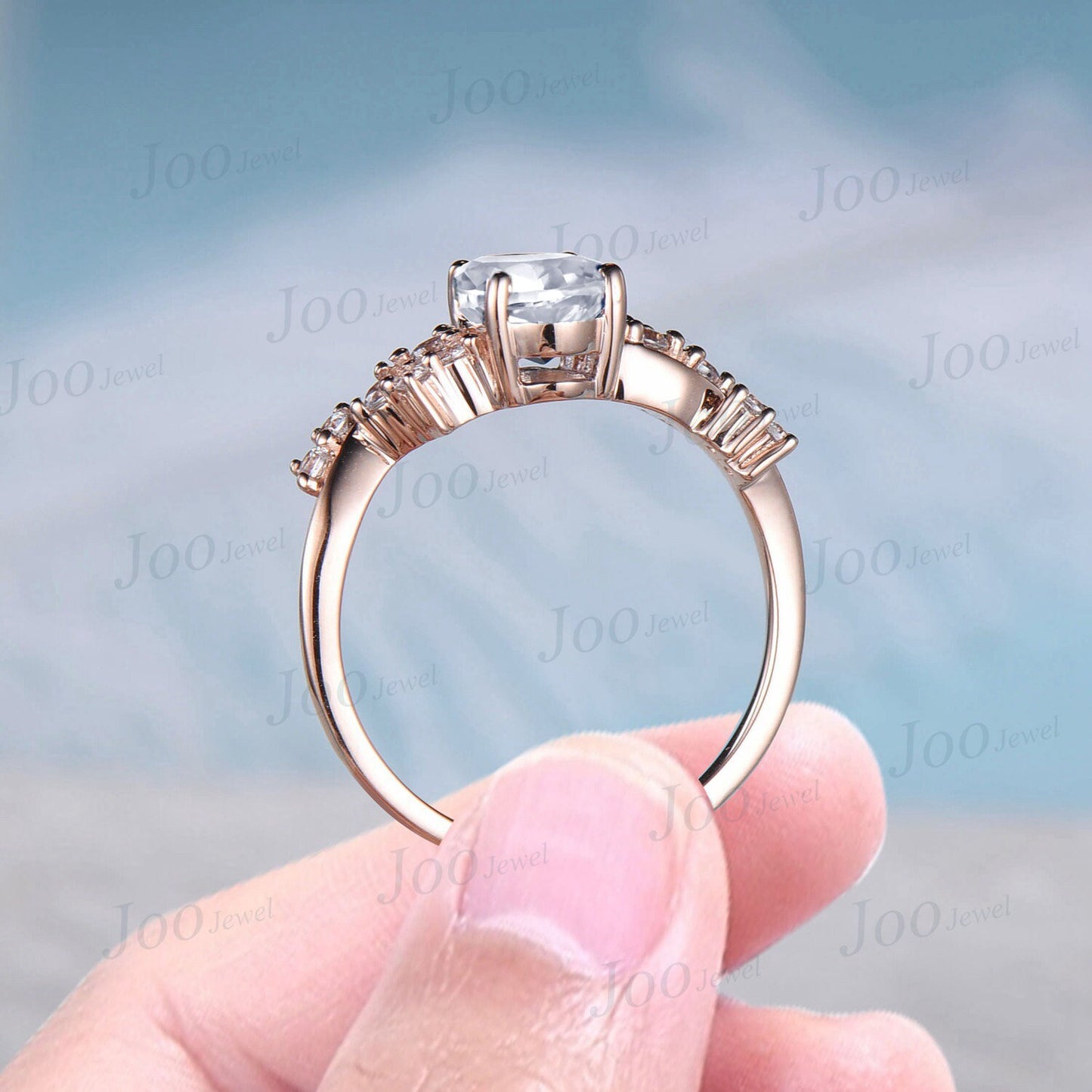 1.5ct Oval Wedding Ring Dainty Moissanite Diamond Cluster Engagement Ring April Birthstone Twist Wedding Ring Unique Anniversary Gift Women