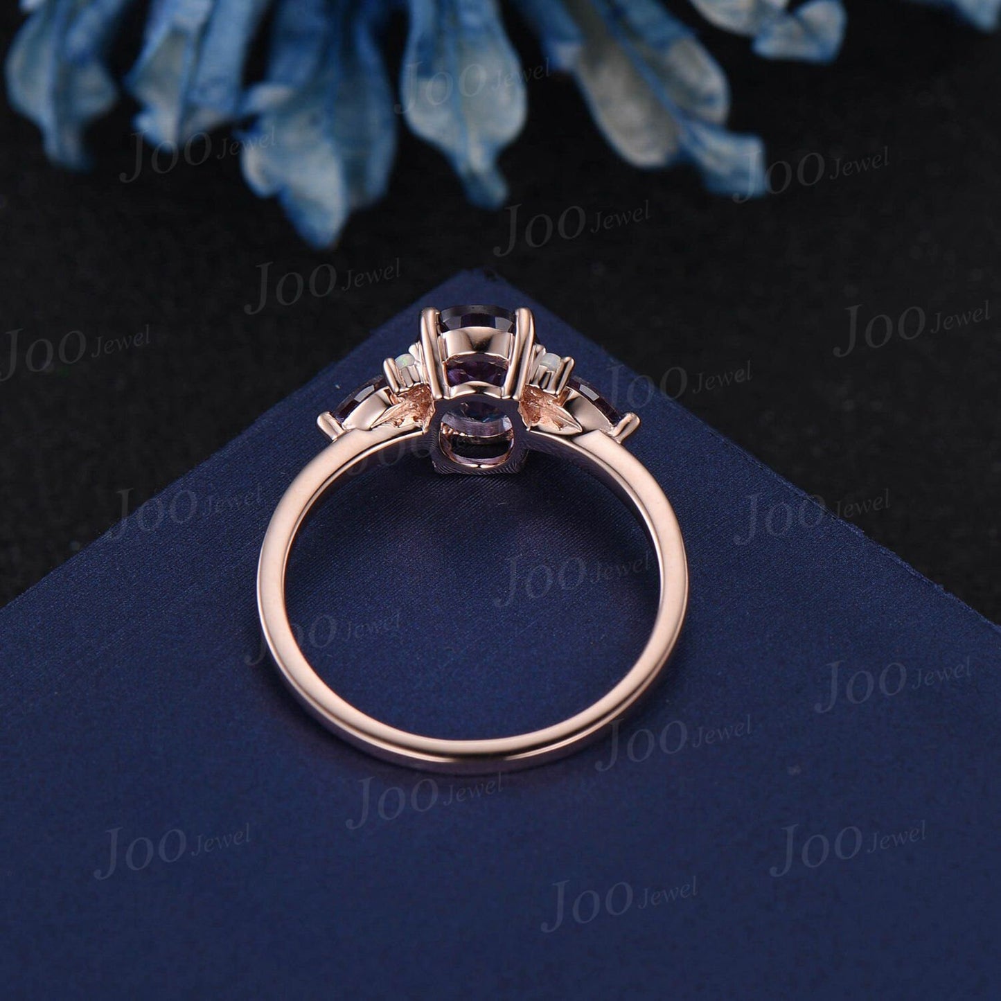 1.5ct Oval Alexandrite Opal Cluster Engagement Ring Vintage June Birthstone Wedding Ring Pear Alexandrite Art Deco Unique Promise Ring Gift