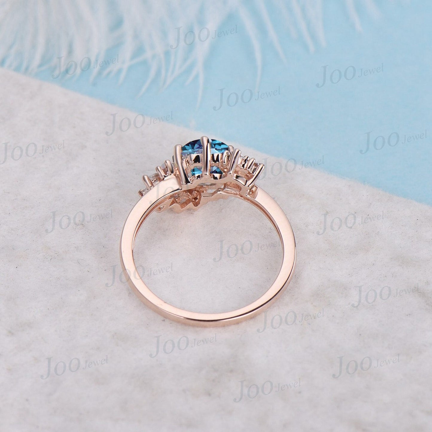 Nature Inspired Color-Change Alexandrite Engagement Ring 10K Rose Gold 1ct Round Cut Alexandrite Amethyst Cluster Leaf Wedding Promise Gifts