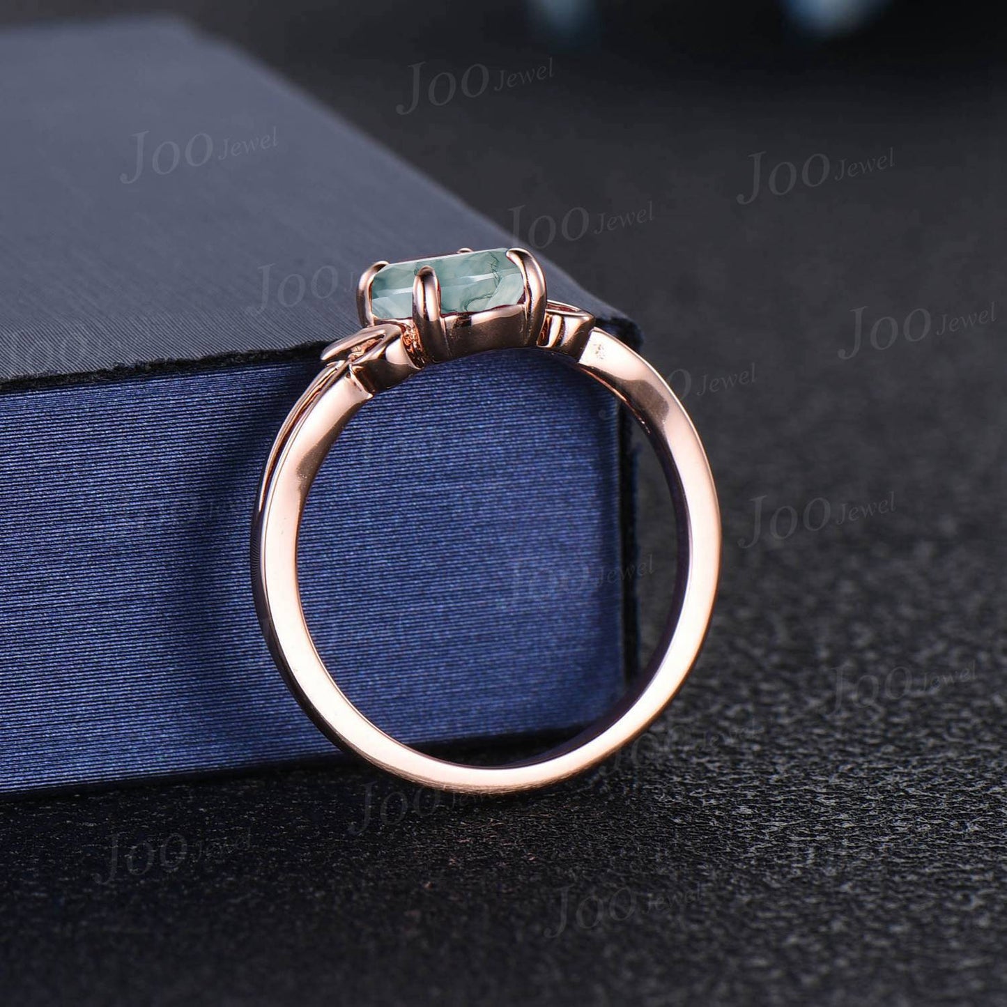 Infinity Twist Natural Green Moss Agate Endless Love Wedding Ring 1.5ct Oval Aquatic Agate Infinity Engagement Ring Handmade Proposal Gifts