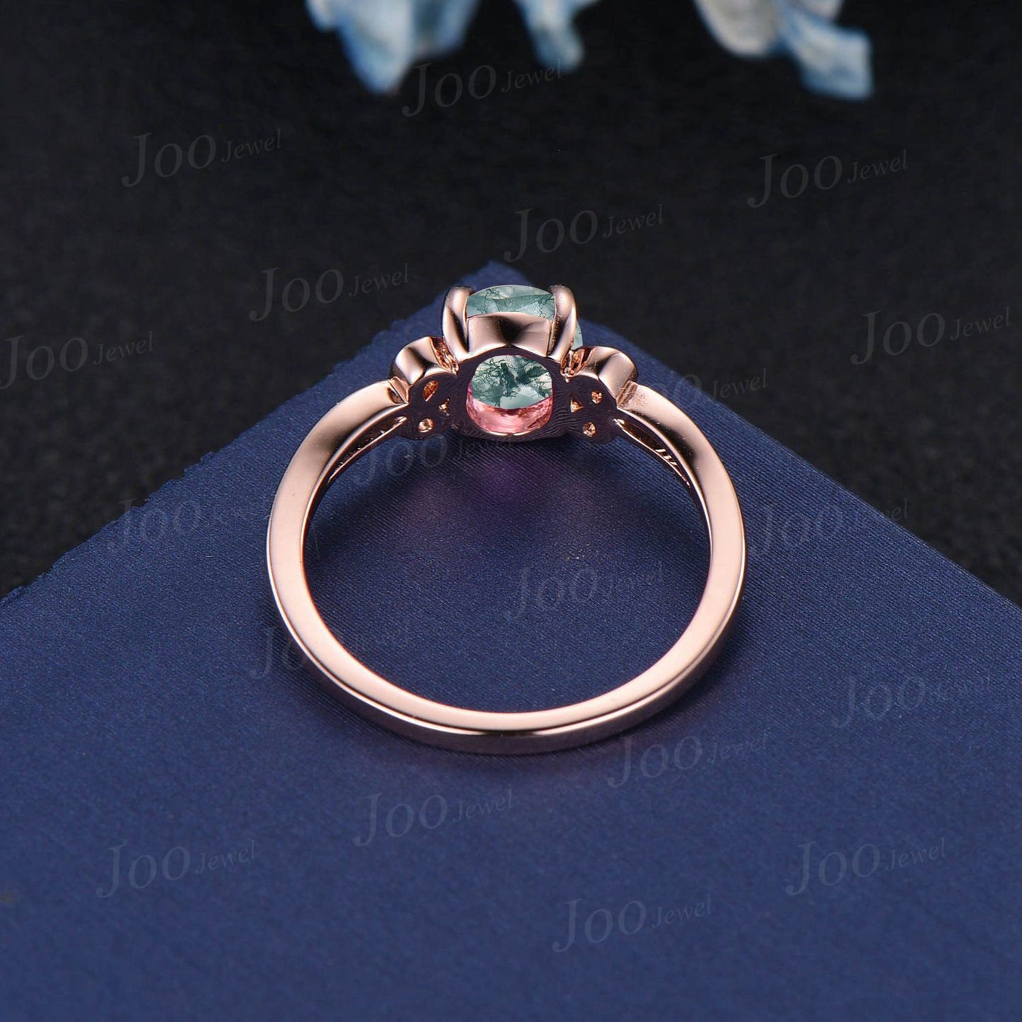 Infinity Twist Natural Green Moss Agate Endless Love Wedding Ring 1.5ct Oval Aquatic Agate Infinity Engagement Ring Handmade Proposal Gifts