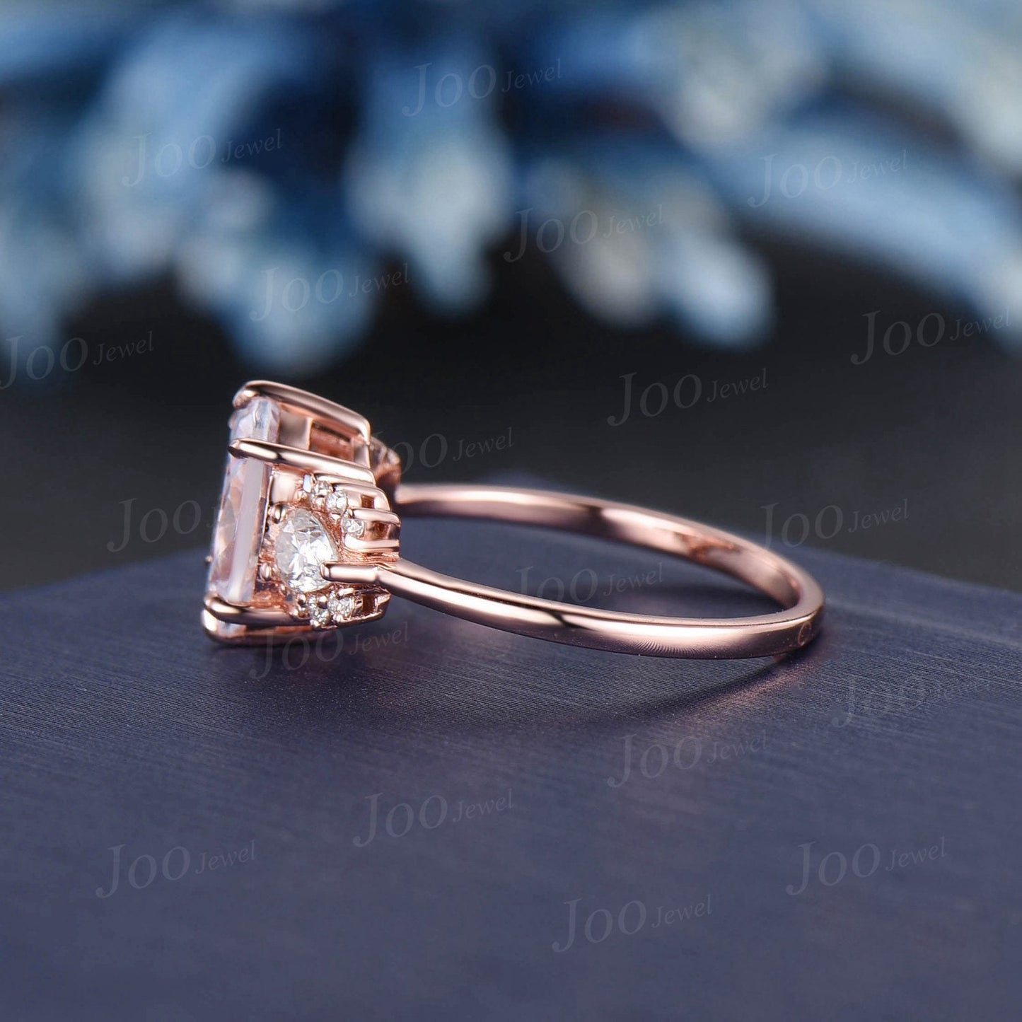 1.5ct Oval Moissanite Engagement Ring, Pear Shaped Diamond Wedding Ring,Cluster Vintage Promise Ring Unique Anniversary Gift for Women Wife