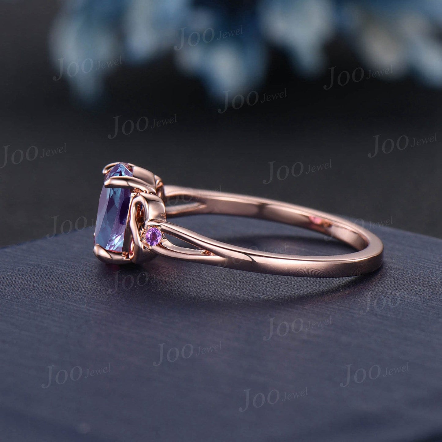Infinity Twist Color-Change Alexandrite Amethyst Endless Love Wedding Ring 1.5ct Oval Cut Alexandrite Engagement Ring Handmade Proposal Gift