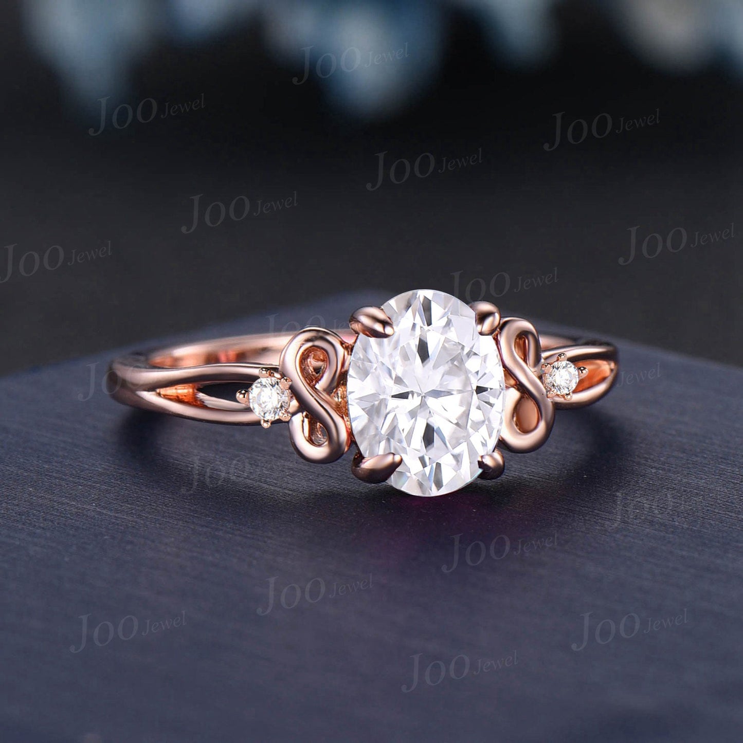 Infinity Twist Engagement Ring Endless Love Moissanite Wedding Ring 1.5ct Oval Moissanite Engagement Ring Handmade Proposal Anniversary Gift