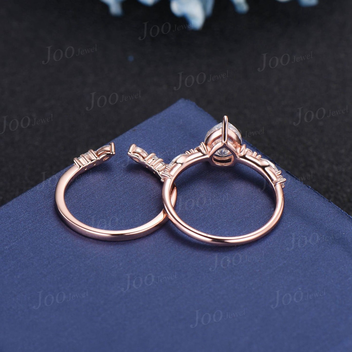 1.25ct Pear Wedding Ring Dainty Moissanite Engagement Ring Set April Birthstone Cluster Moissanite Diamond Ring Anniversary Gifts for Women