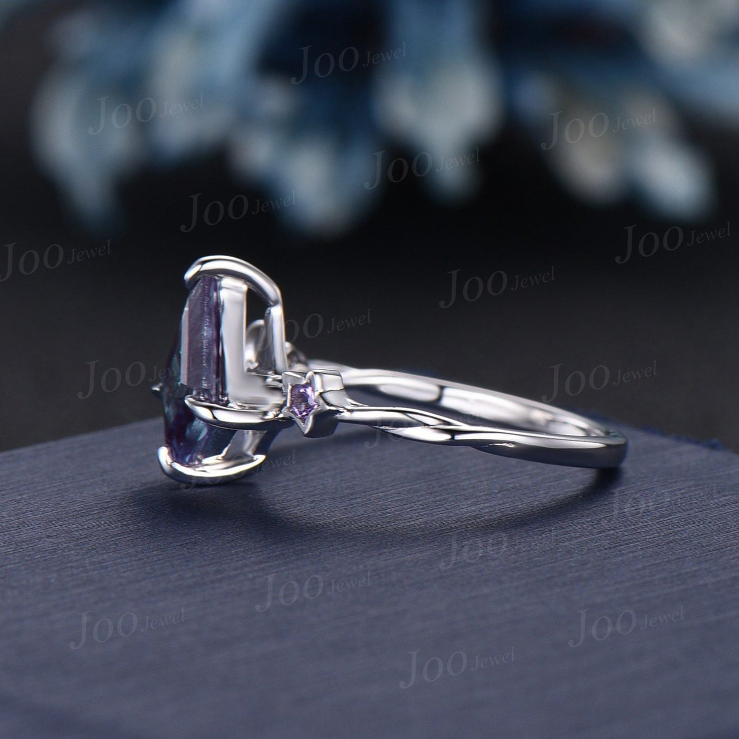 Kite Alexandrite Engagement Ring Moon Star Cluster Amethyst Celestial Wedding Ring June Birthstone Jewelry Gift Asymmetrical Promise Rings