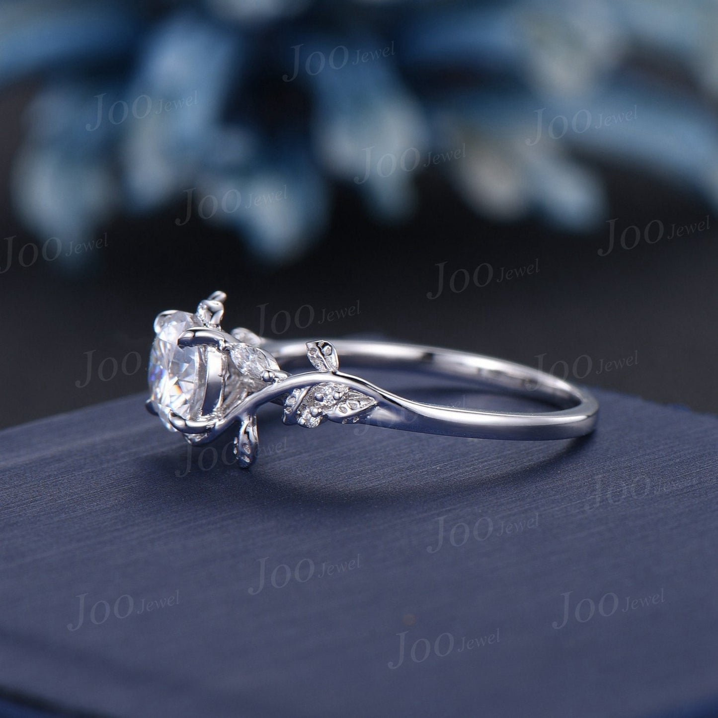 1ct Round Moissanite Engagement Ring Cluster Diamond Ring Sterling Silver Nature Inspired Branch Vine Moissanite Wedding Proposal Ring Gifts