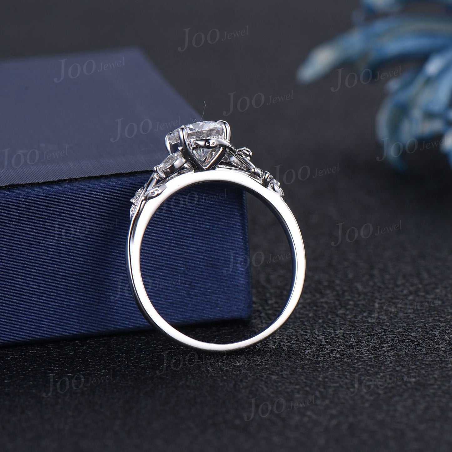 1ct Round Moissanite Engagement Ring Cluster Diamond Ring Sterling Silver Nature Inspired Branch Vine Moissanite Wedding Proposal Ring Gifts