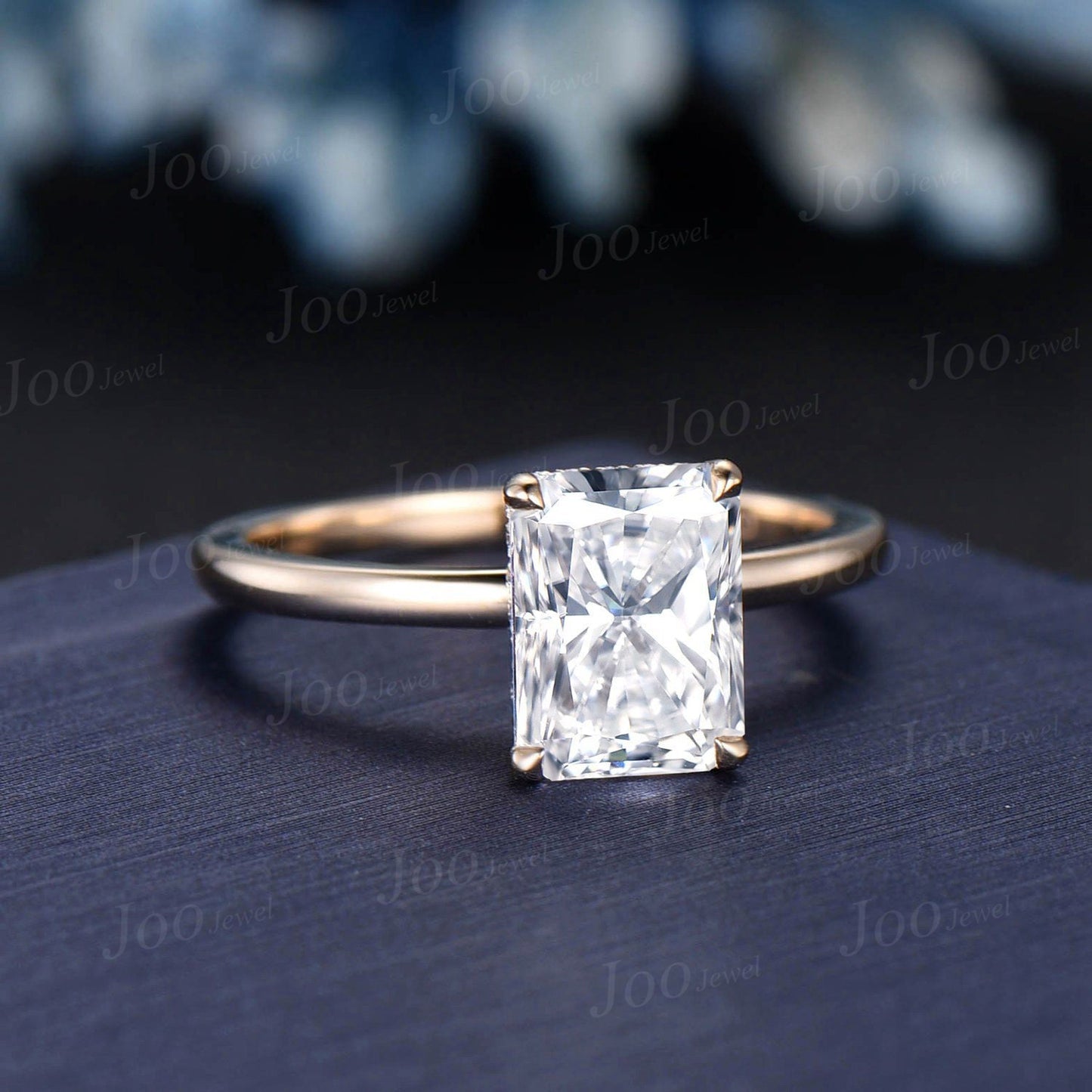 2ct Radiant Cut Moissanite Engagement Ring,10k 14k 18k Solid Gold Ring,Solitaire Wedding Bridal Ring for Women Hidden Halo Ring Promise Gift