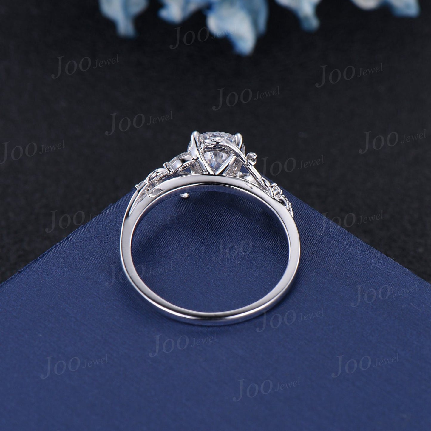 1ct Round Moissanite Engagement Ring Cluster Diamond Ring Sterling Silver Nature Inspired Branch Vine Moissanite Wedding Proposal Ring Gifts
