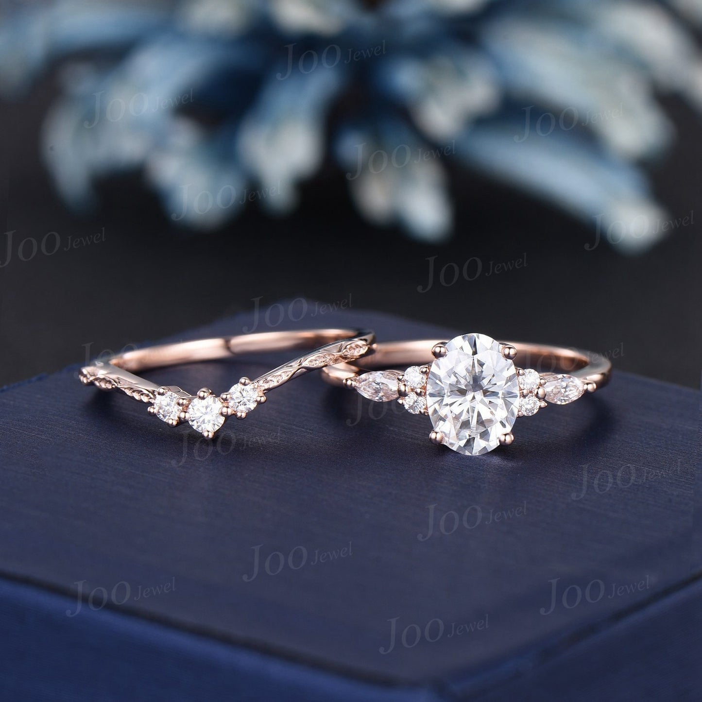 Oval Wedding Ring 1.5ct Dainty Moissanite Twig Vine Bridal Ring April Birthstone Cluster Moissanite Diamond Ring Anniversary Gift for Women