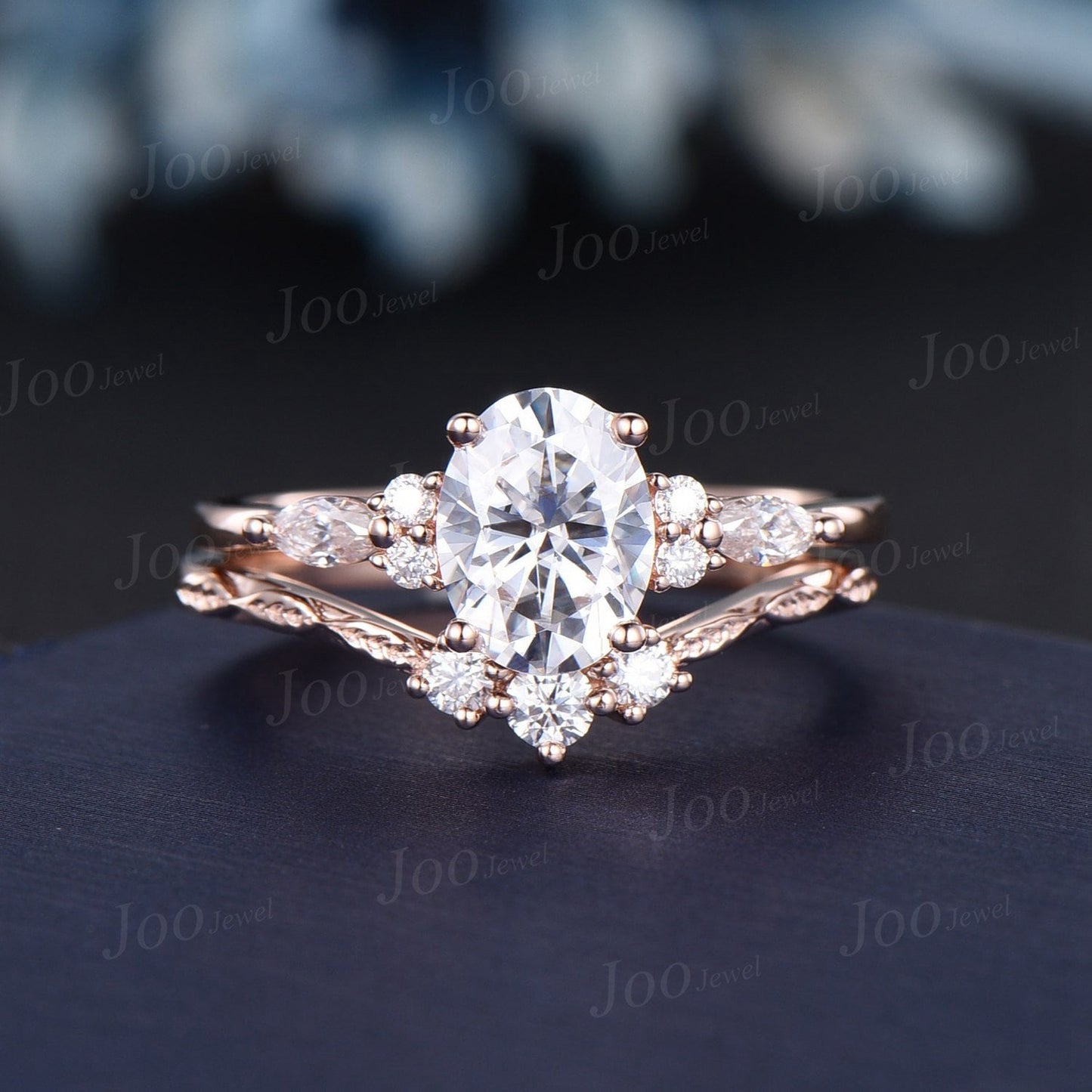 Oval Wedding Ring 1.5ct Dainty Moissanite Twig Vine Bridal Ring April Birthstone Cluster Moissanite Diamond Ring Anniversary Gift for Women