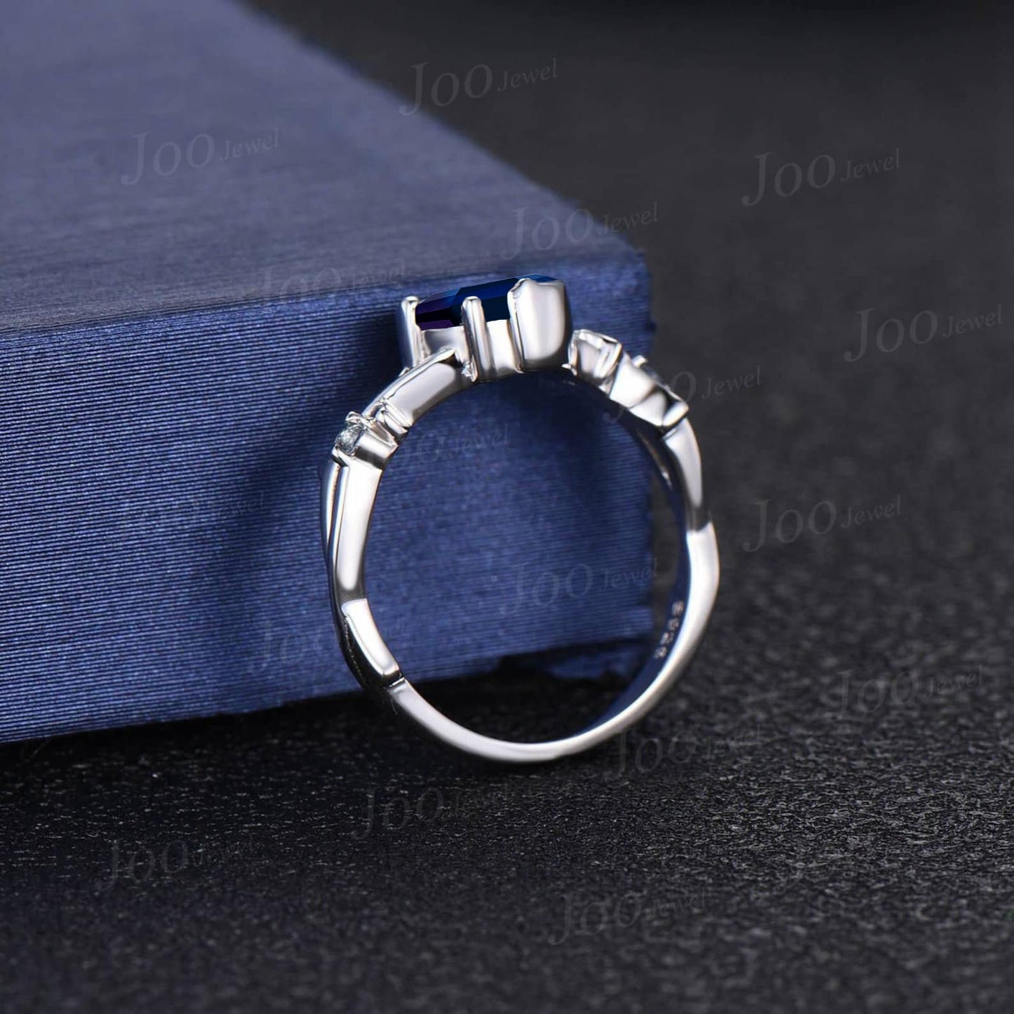 6.5mm/5mm Round Cut Nature Inspired Color-Change Alexandrite Ring Moon Star Design Cluster Alexandrite Twig Vine Blue Ring Celestial Promise Ring