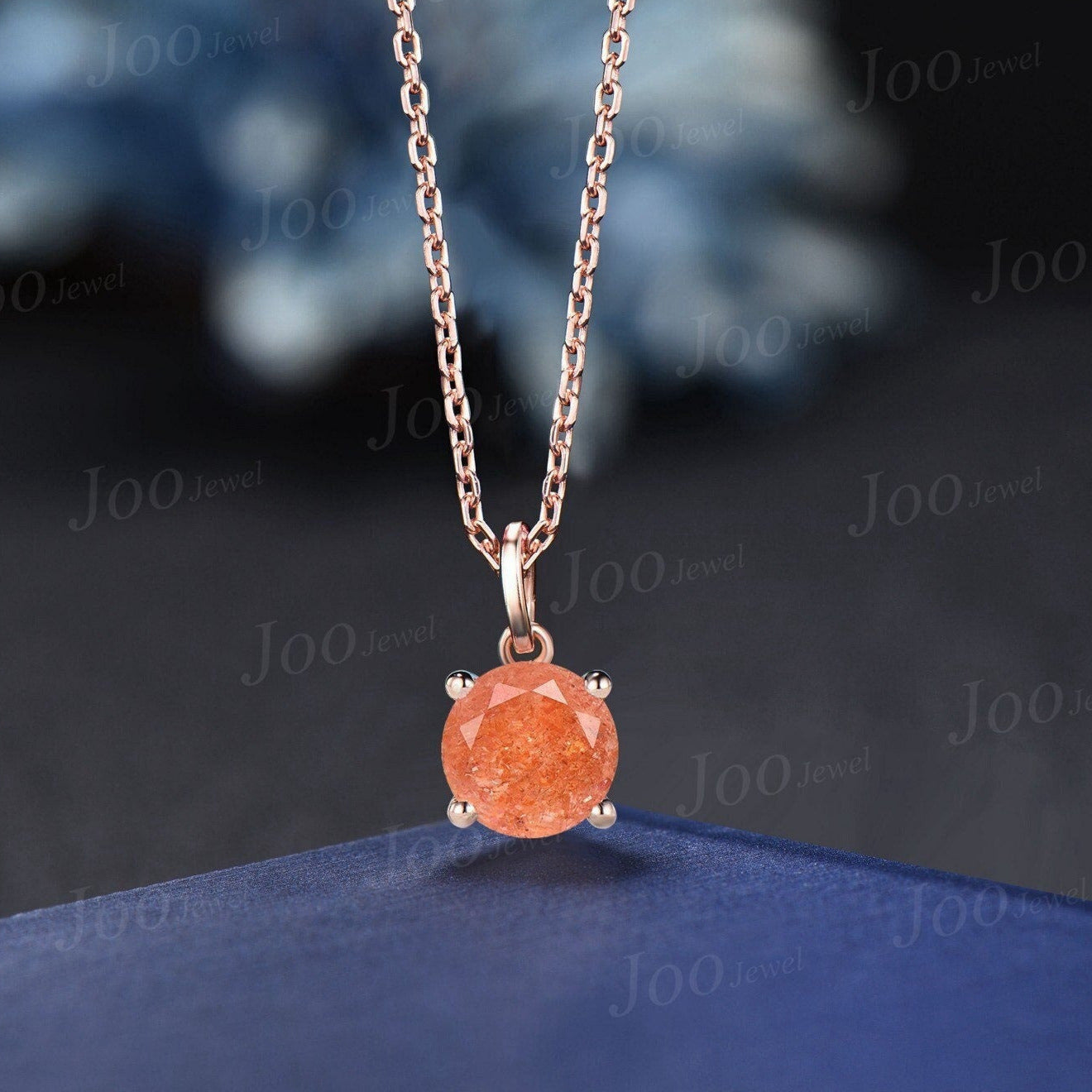 Sterling Silver Round Nature Sunstone Pendant Necklace Genuine Sunstone Pendant Orange Gemstone Jewelry Unique Birthday Gifts for Daughter