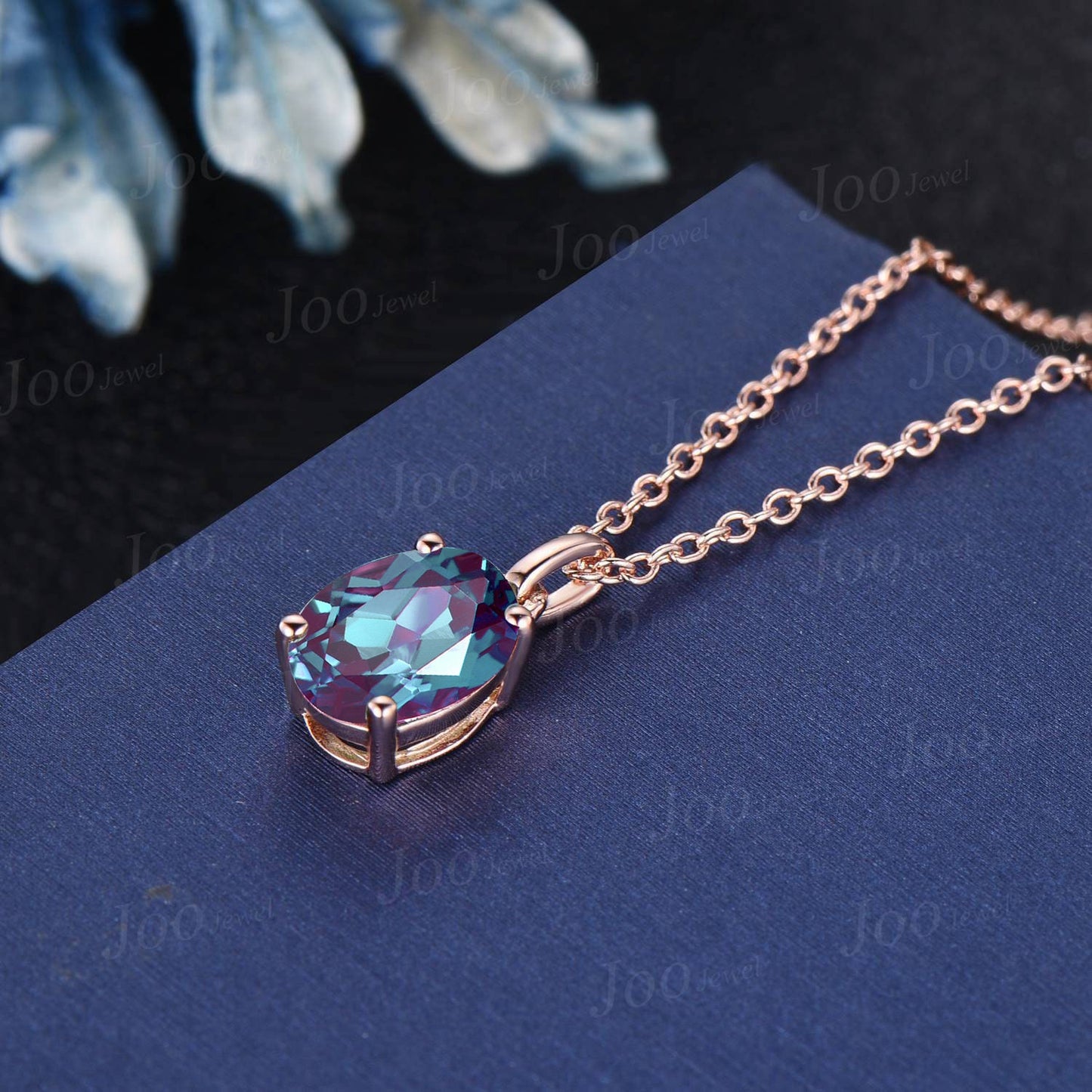 7*9mm Oval Color-Change Alexandrite Pendant Silver/14K/18K Solid Gold June Birthstone Wedding Necklace Alexandrite Solitaire Chain Necklace