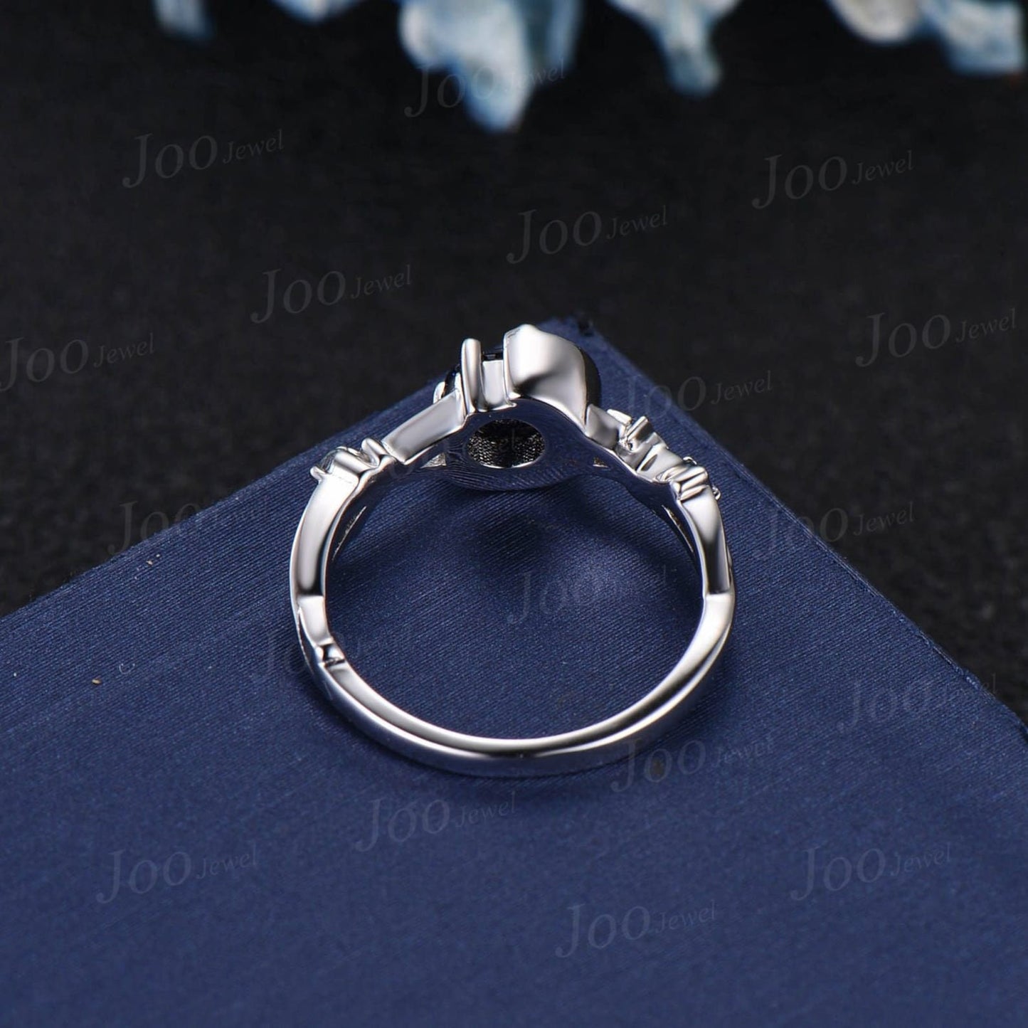 6.5mm/5mm Round Cut Nature Inspired Color-Change Alexandrite Ring Moon Star Design Cluster Alexandrite Twig Vine Blue Ring Celestial Promise Ring