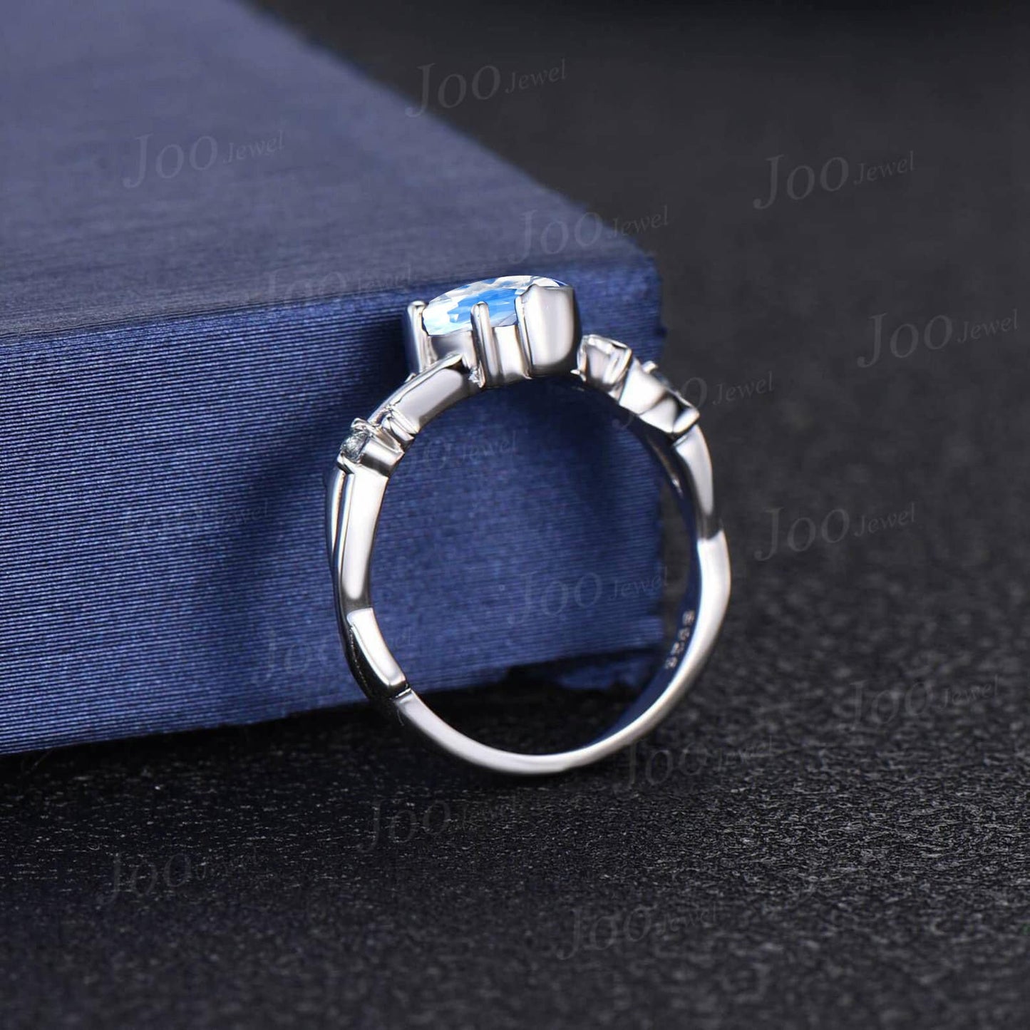 5mm Twig Vine Round Natural Rainbow Moonstone Wedding Ring Moon Star Design Moonstone Alexandrite Ring Unique June Birthstone Jewelry Gifts