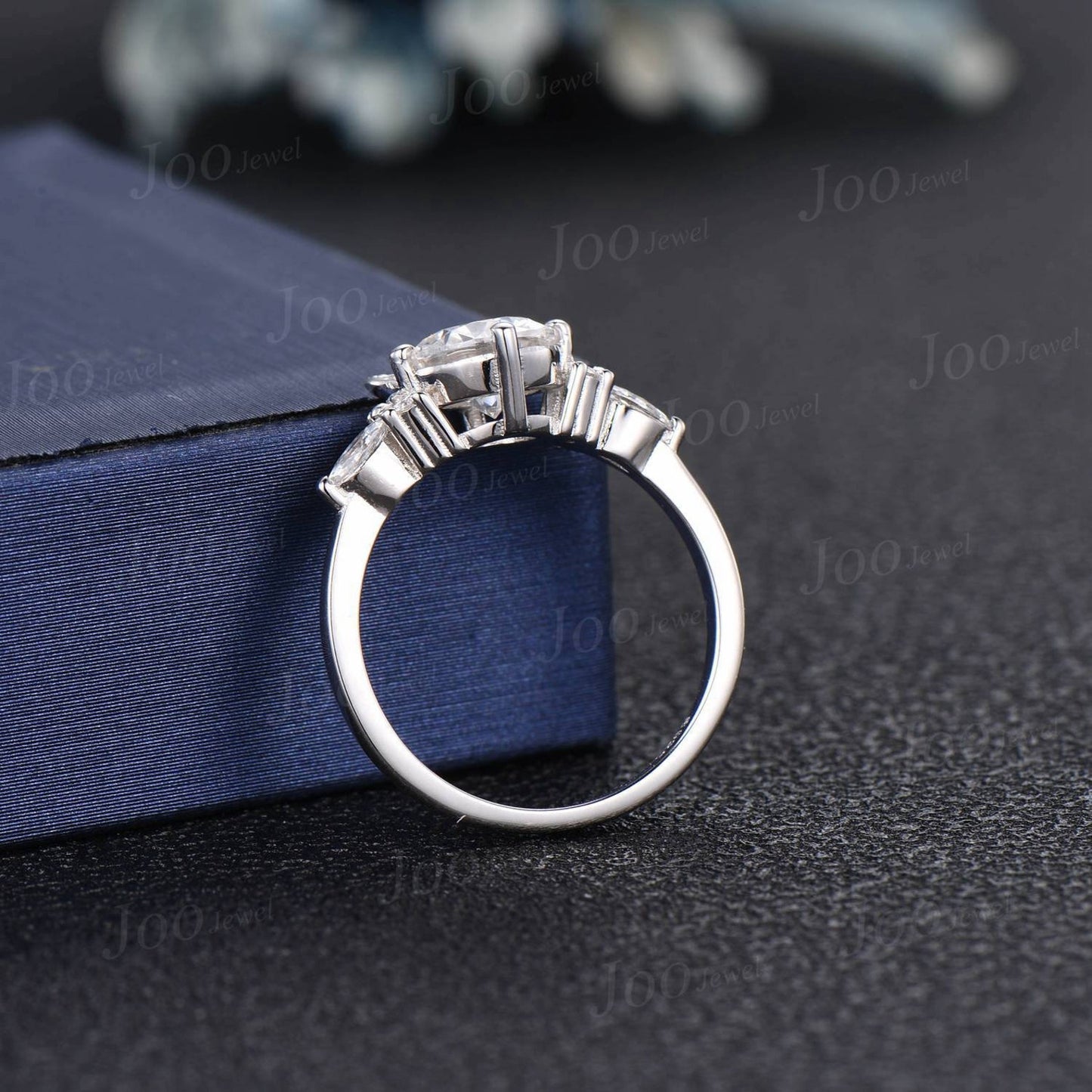 Kitten Cat Engagement Ring Vintage 1.2ct Round Natural Aquamarine Blue Sapphire Ring Peekaboo Cat Promise Wedding Ring Gifts for Cat Lover