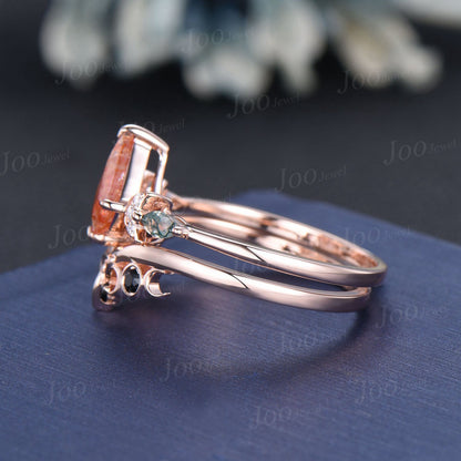 Sterling Silver Kite Cut Nature Sunstone Ring Genuine Sunstone Engagement Ring Orange Gemstone Jewelry Unique Birthday Gift for Daughter