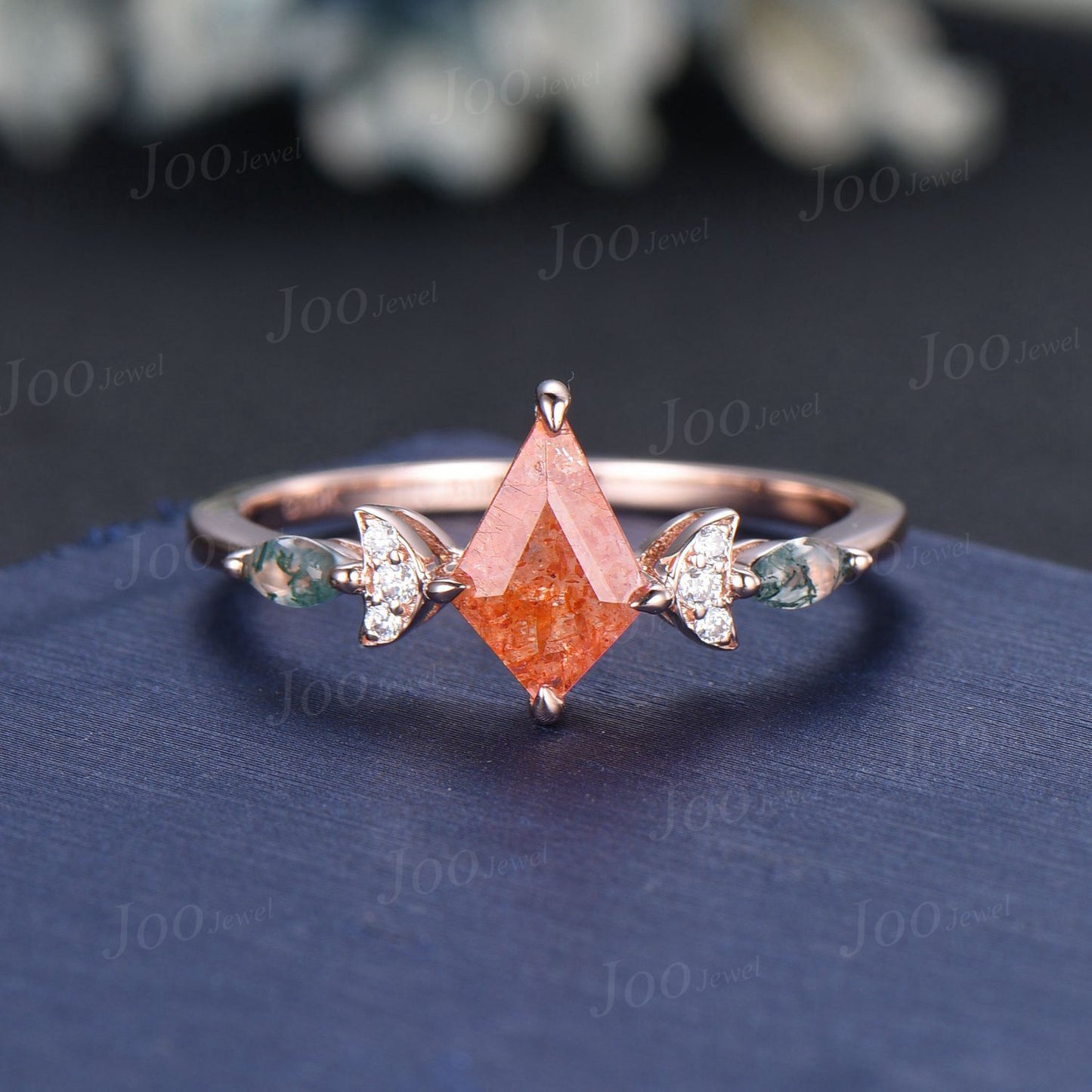 Sterling Silver Kite Cut Nature Sunstone Ring Genuine Sunstone Engagement Ring Orange Gemstone Jewelry Unique Birthday Gift for Daughter