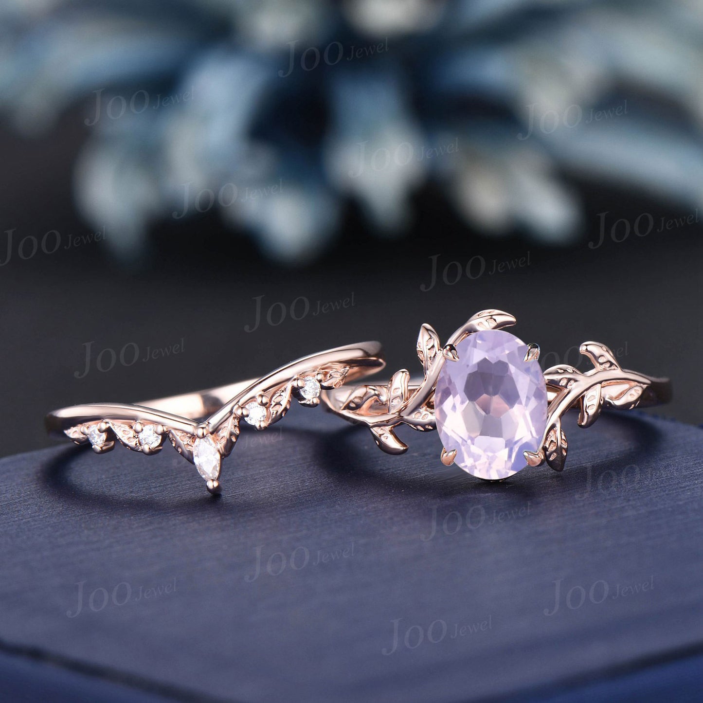 Vintage Oval Lavender Amethyst Bypass Engagement Ring Leaf Branch Moissanite Promise Wedding Bridal Ring Women Purple Gemstone Crystal Gifts