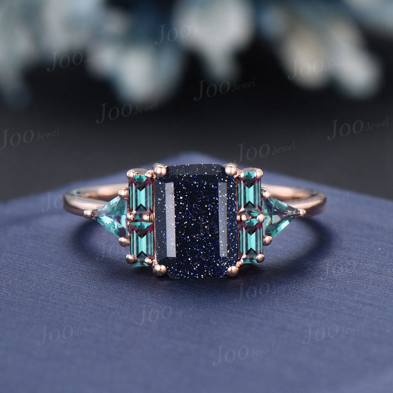 2CT popular Emerald Sapphire Engagement Ring