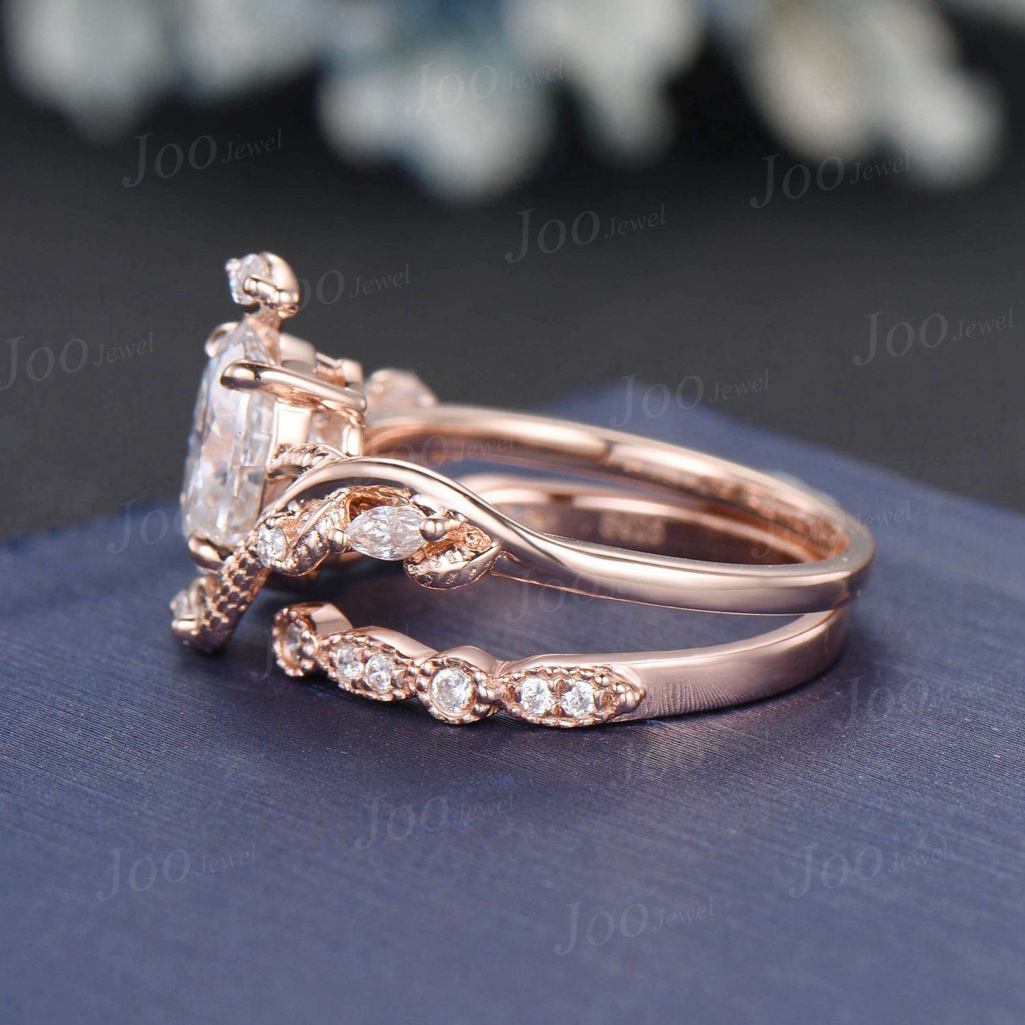 Double Snake Diamond Ring,Antique Snake Bridal Ring,Wiccan Ring Serpent Leaf Nature Ring 14k Rose Gold,Gothic Oval Moissanite Wedding Ring