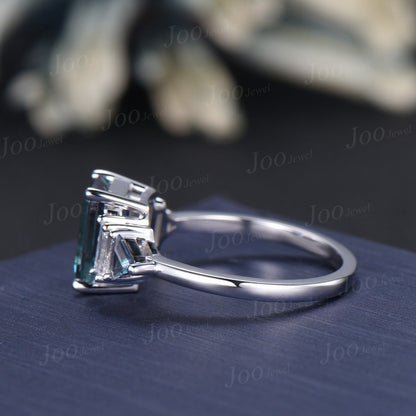 2CT Emerald Cut Color-Change Alexandrite Engagement Ring June Birthstone Wedding Ring Art Deco Baguette Moissanite Unique Wedding Gifts