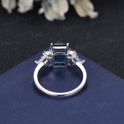 2CT Emerald Cut Color-Change Alexandrite Engagement Ring June Birthstone Wedding Ring Art Deco Baguette Moissanite Unique Wedding Gifts