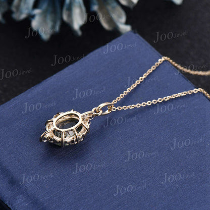 Nature Inspired Galaxy Blue Sandstone Halo Moissanite Pendant Solid 14K Gold Oval Blue Goldstone Twig Vine Necklace Valentine's Day Gifts